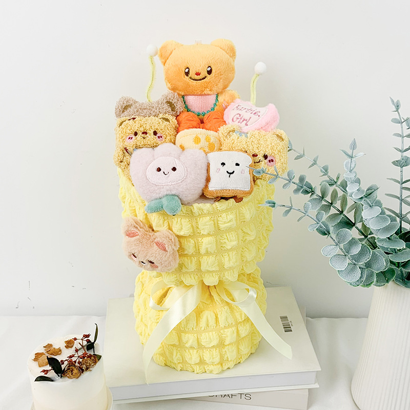 創(chuàng)意毛絨公仔花束領(lǐng)證訂婚（送燈帶+禮袋）