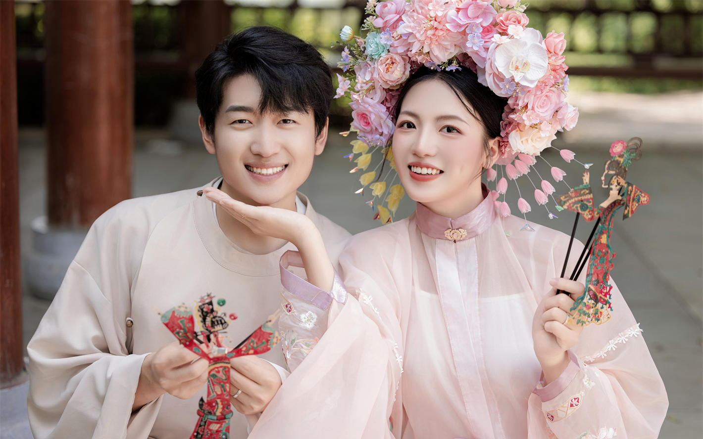 小众簪花喜嫁风婚纱照