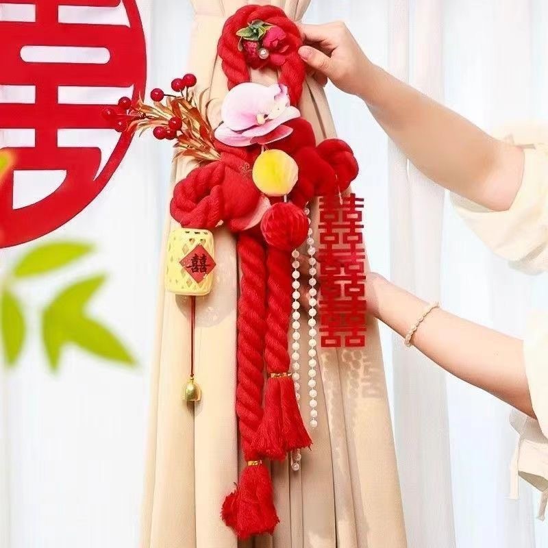 婚房布置婚礼门把手卧室万字结装饰挂件