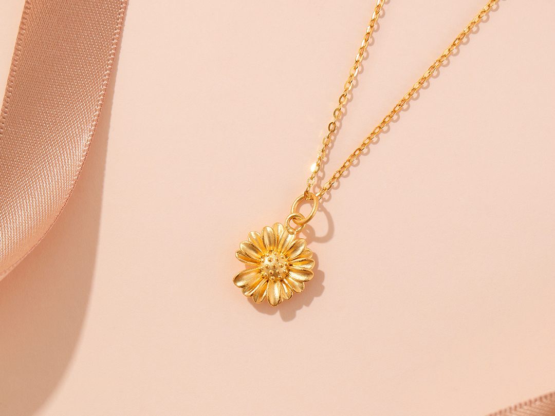 黃金足金999雛菊吊墜