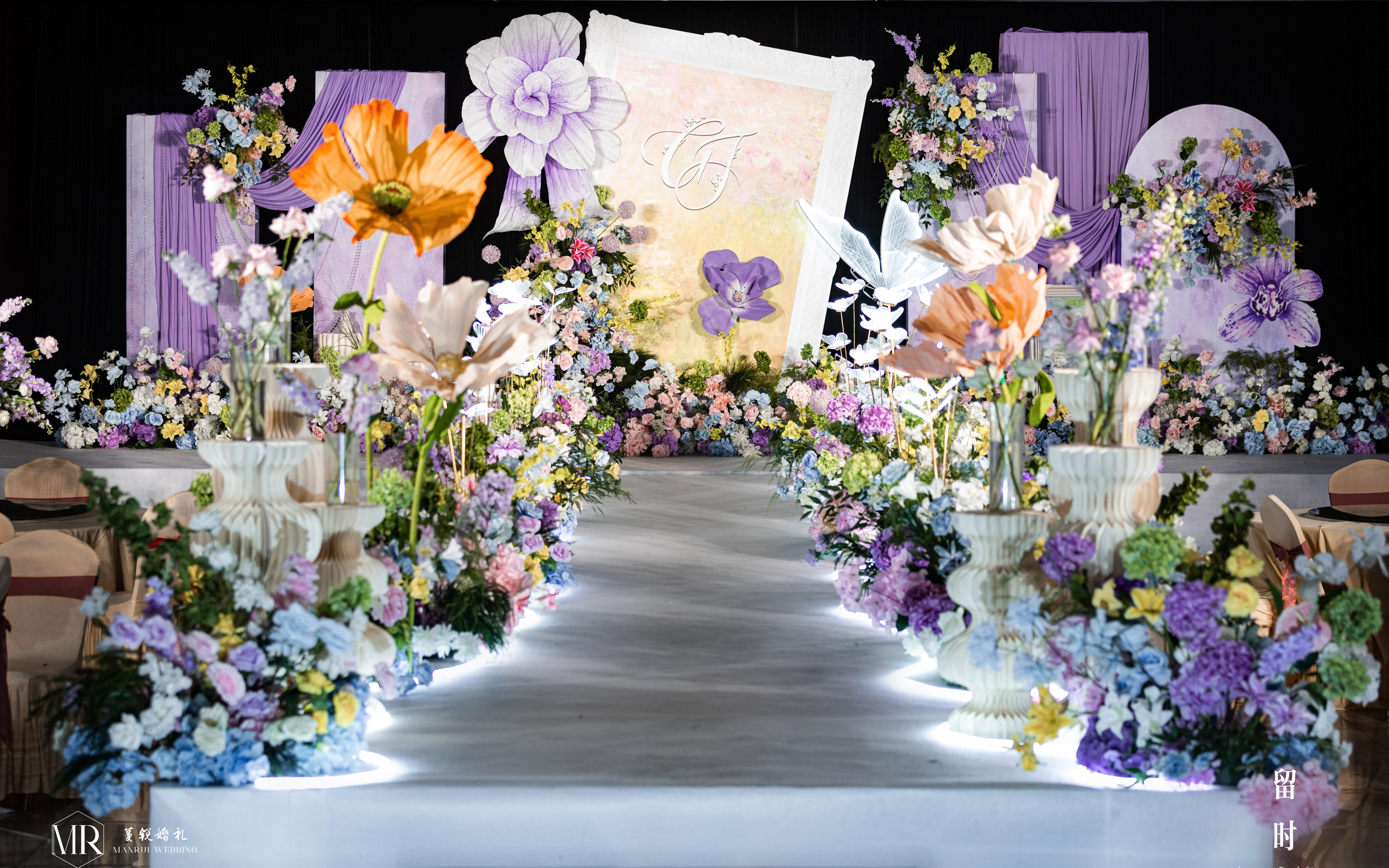 《莫奈花園》紫色夢幻彩色自然莫奈油畫風(fēng)藝術(shù)婚禮