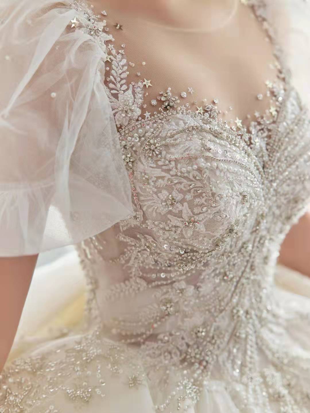 【婚纱租赁】甜美公主长拖尾婚纱