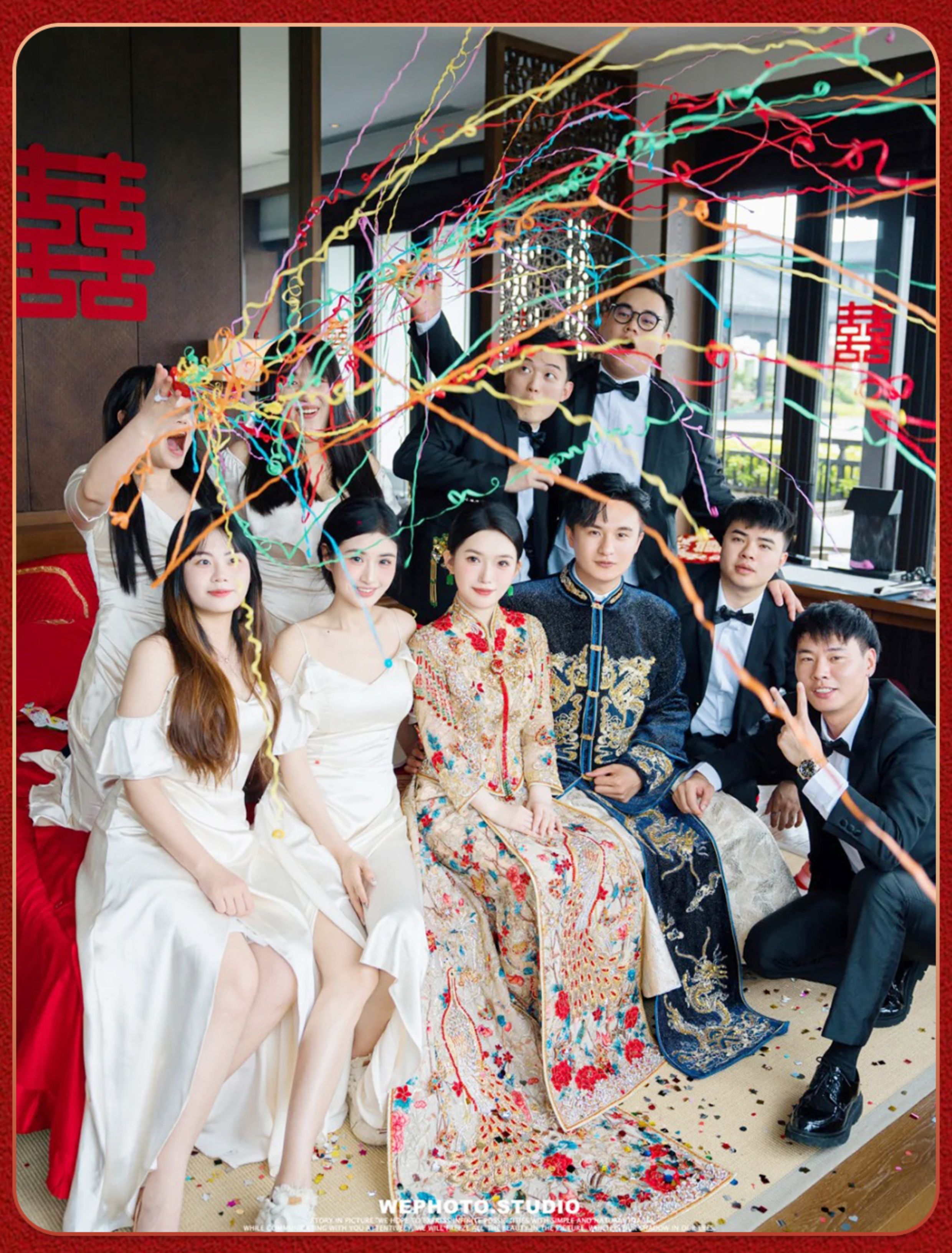 手抛彩带蜘蛛丝拍照道具接亲道具礼花