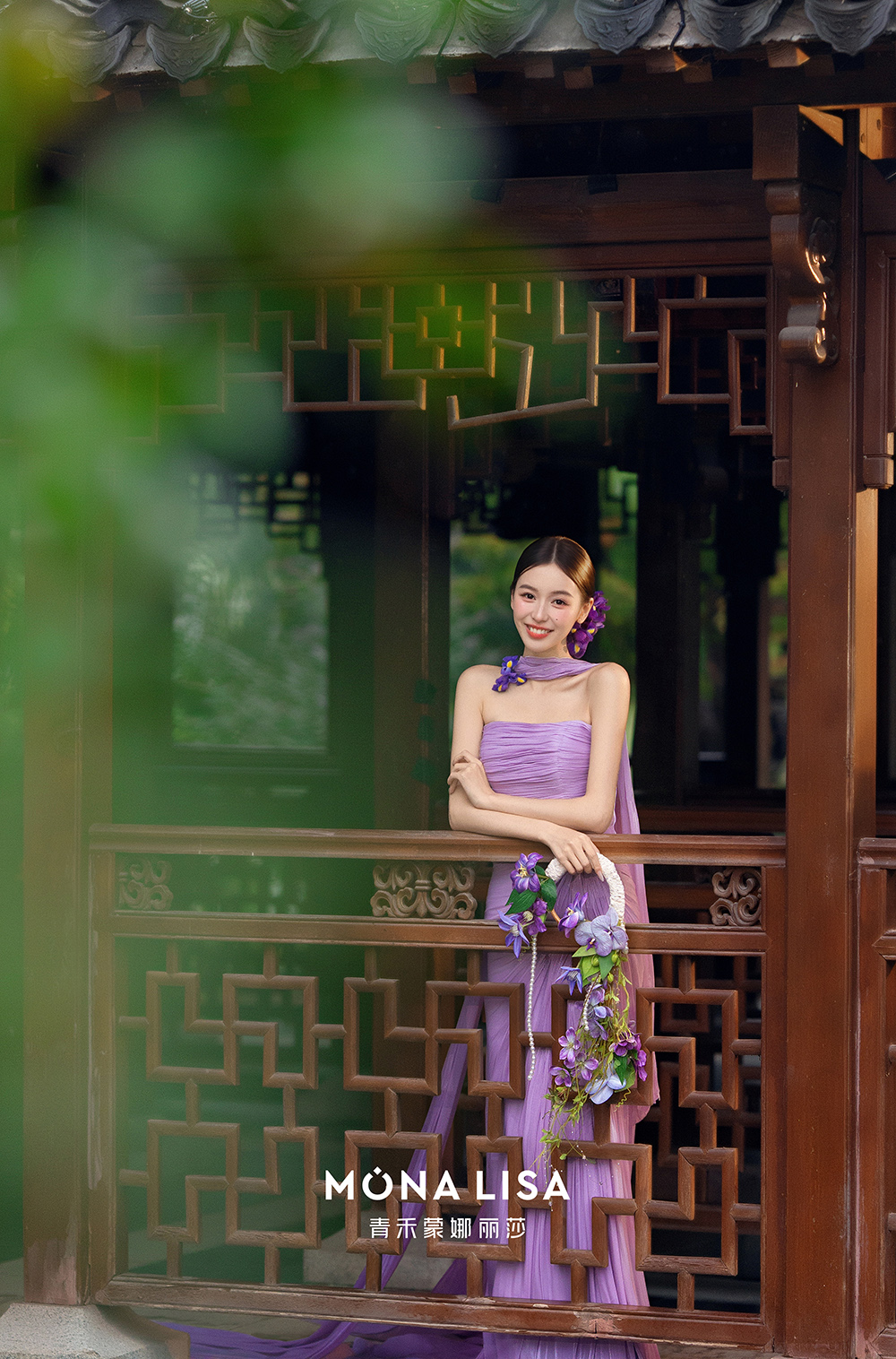 一见倾心的紫色新中式婚纱照才是我的心头好