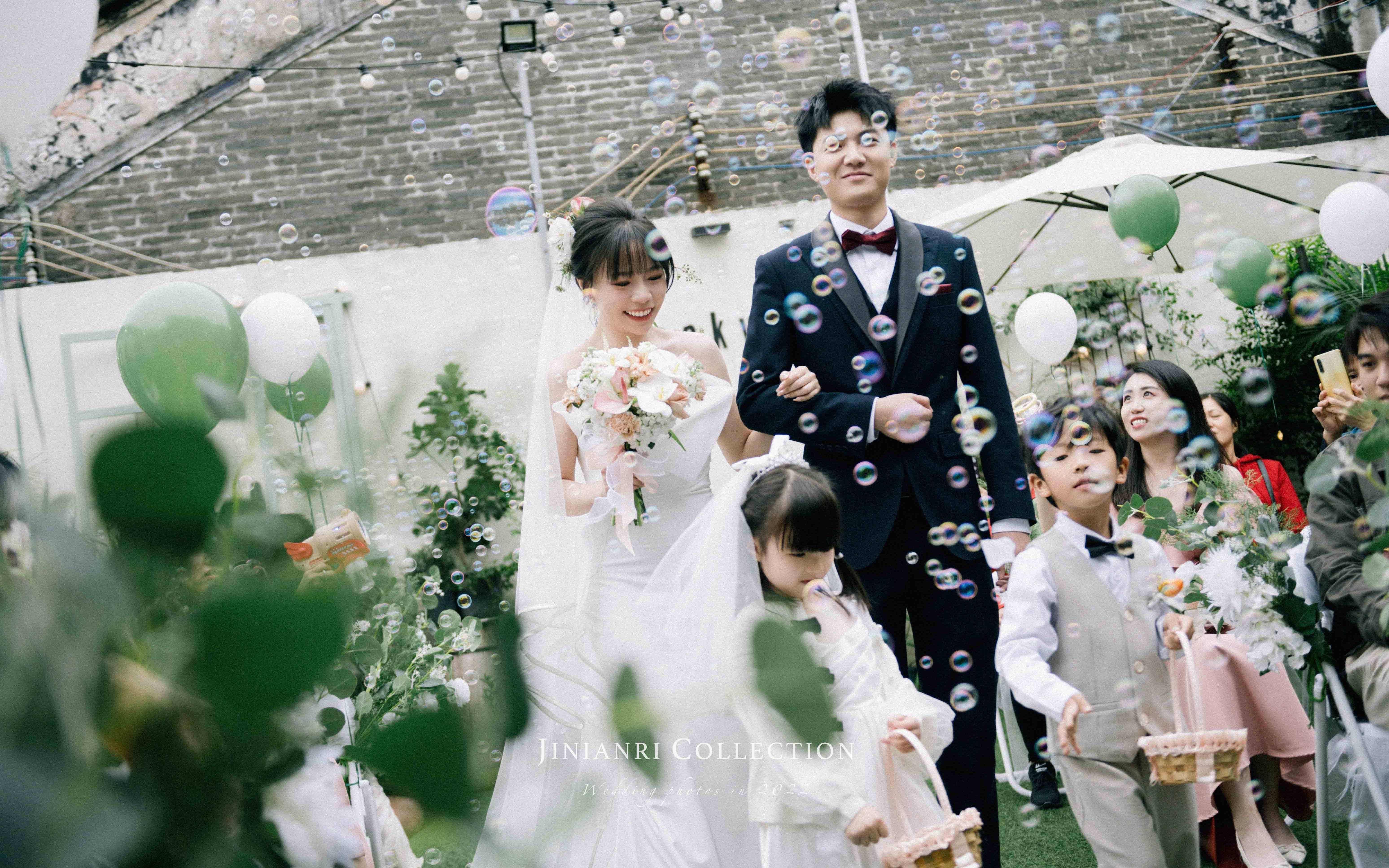 白绿色基督教户外婚礼