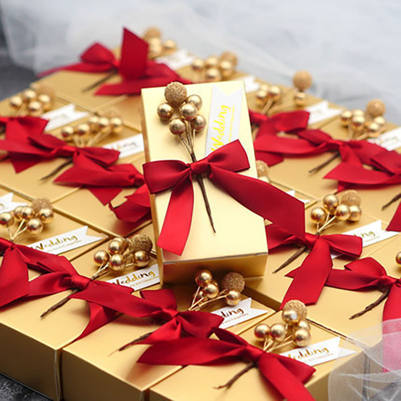 金色年华喜糖盒欧式抖音礼婚庆用品伴手礼长方形糖果纸盒结婚包装喜糖盒