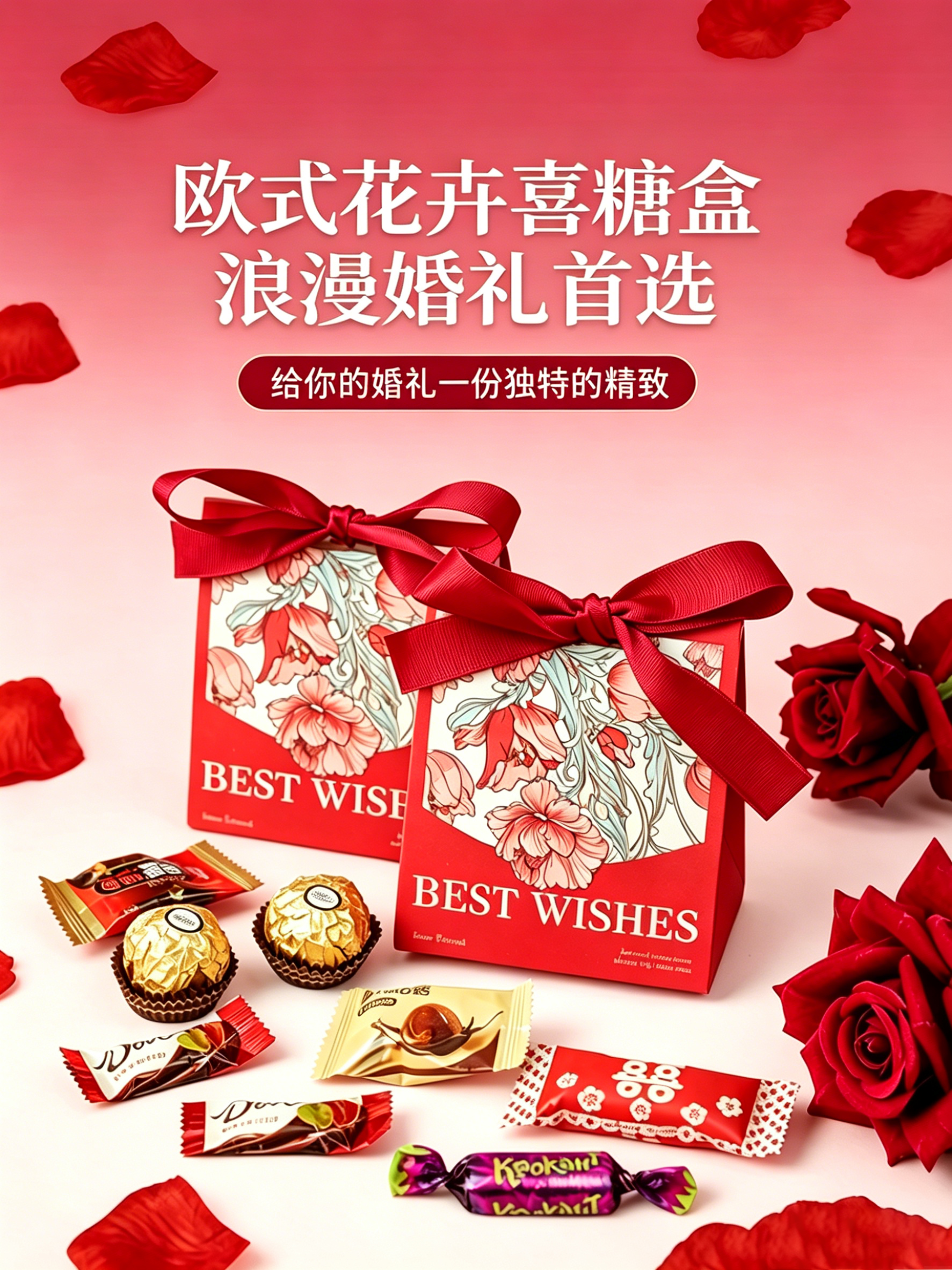 包好发货 成品喜糖套餐花卉欧式 喜糖+喜糖盒【成品喜糖不支持退换】