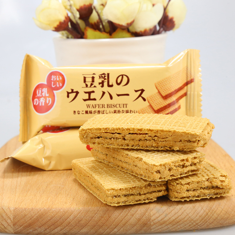 網紅日式豆乳威化餅干128g/袋香濃豆奶味