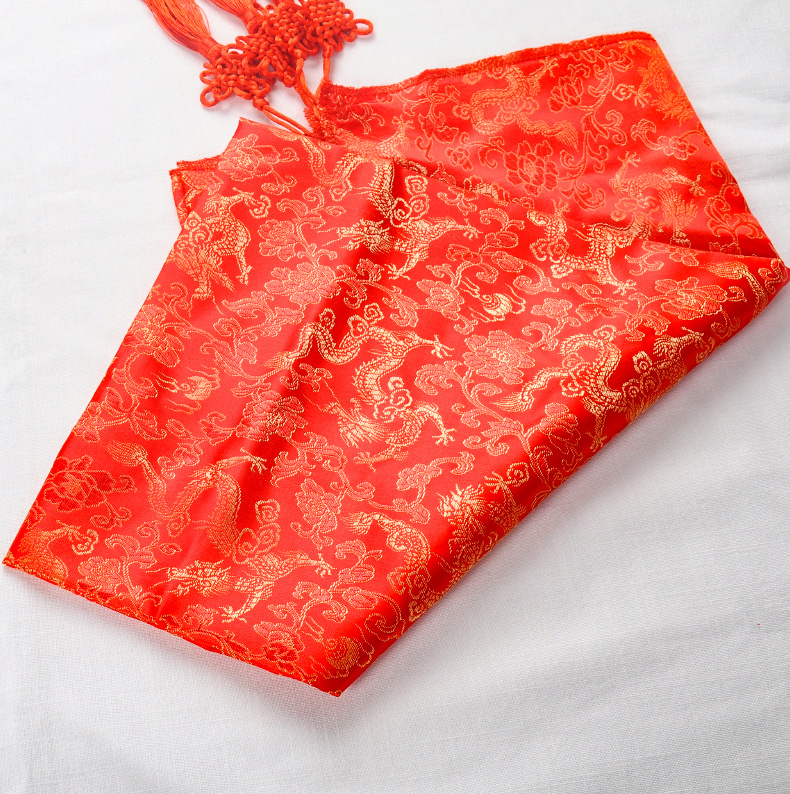 新娘龙凤花纹喜字带穗大红盖头结婚用品