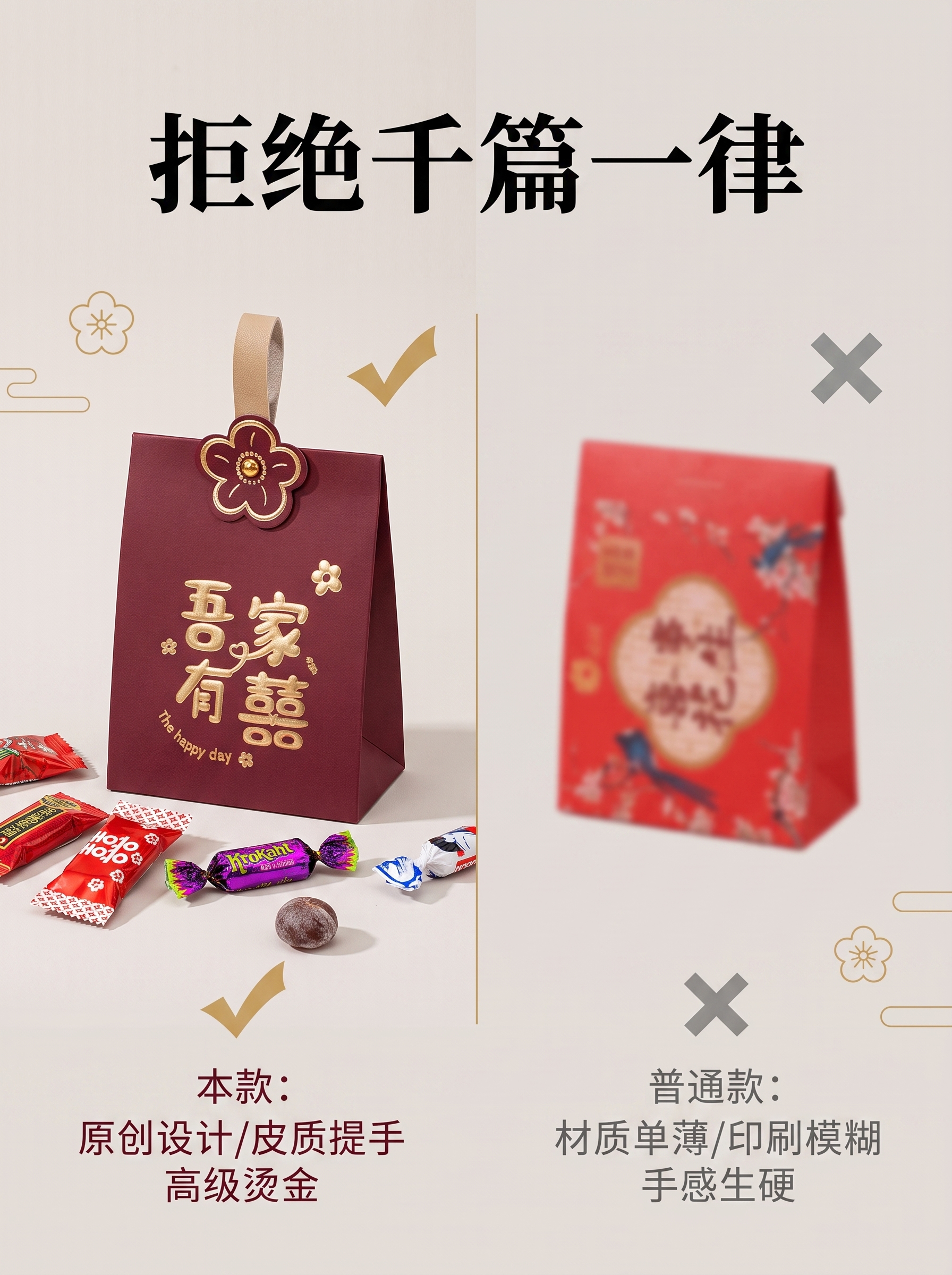 包好发货 大糖盒10-12颗喜糖成品金手提 喜糖+喜糖盒【成品喜糖不支持退换】