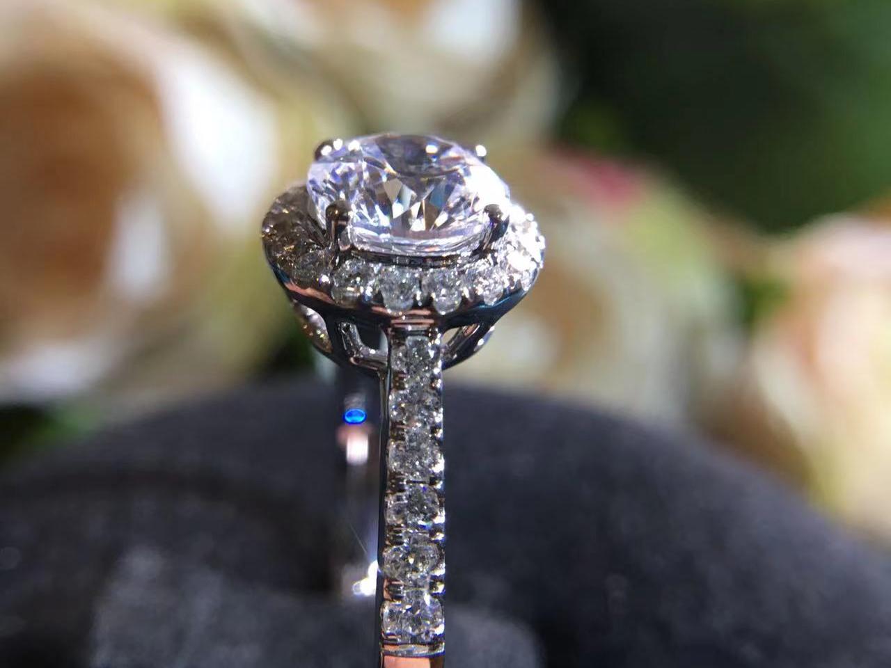 非梵钰禧｜18K白金圆石四爪空托八星八箭结婚订婚