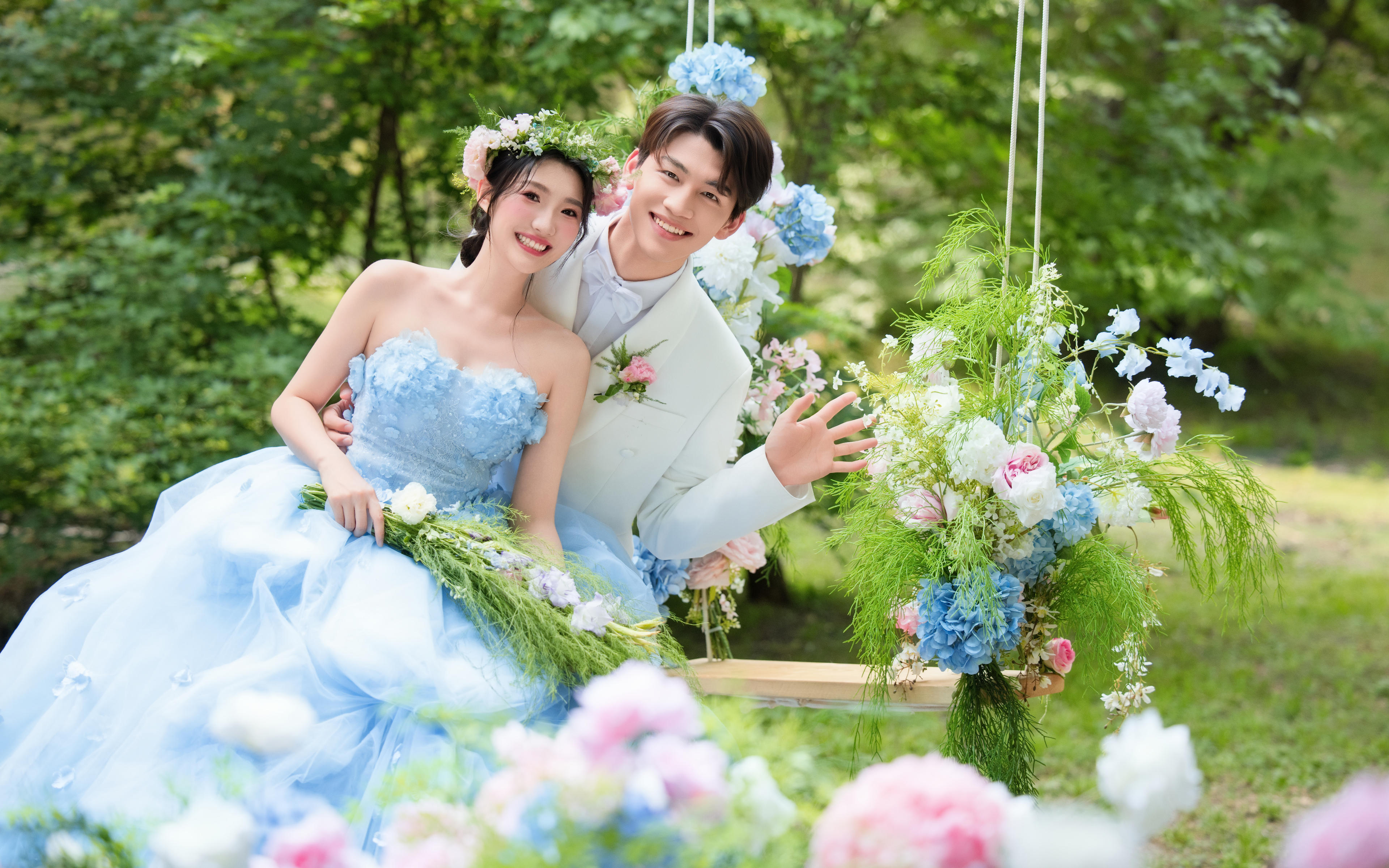 仙女本仙✨都去拍蓝色花神婚纱照真的好甜！