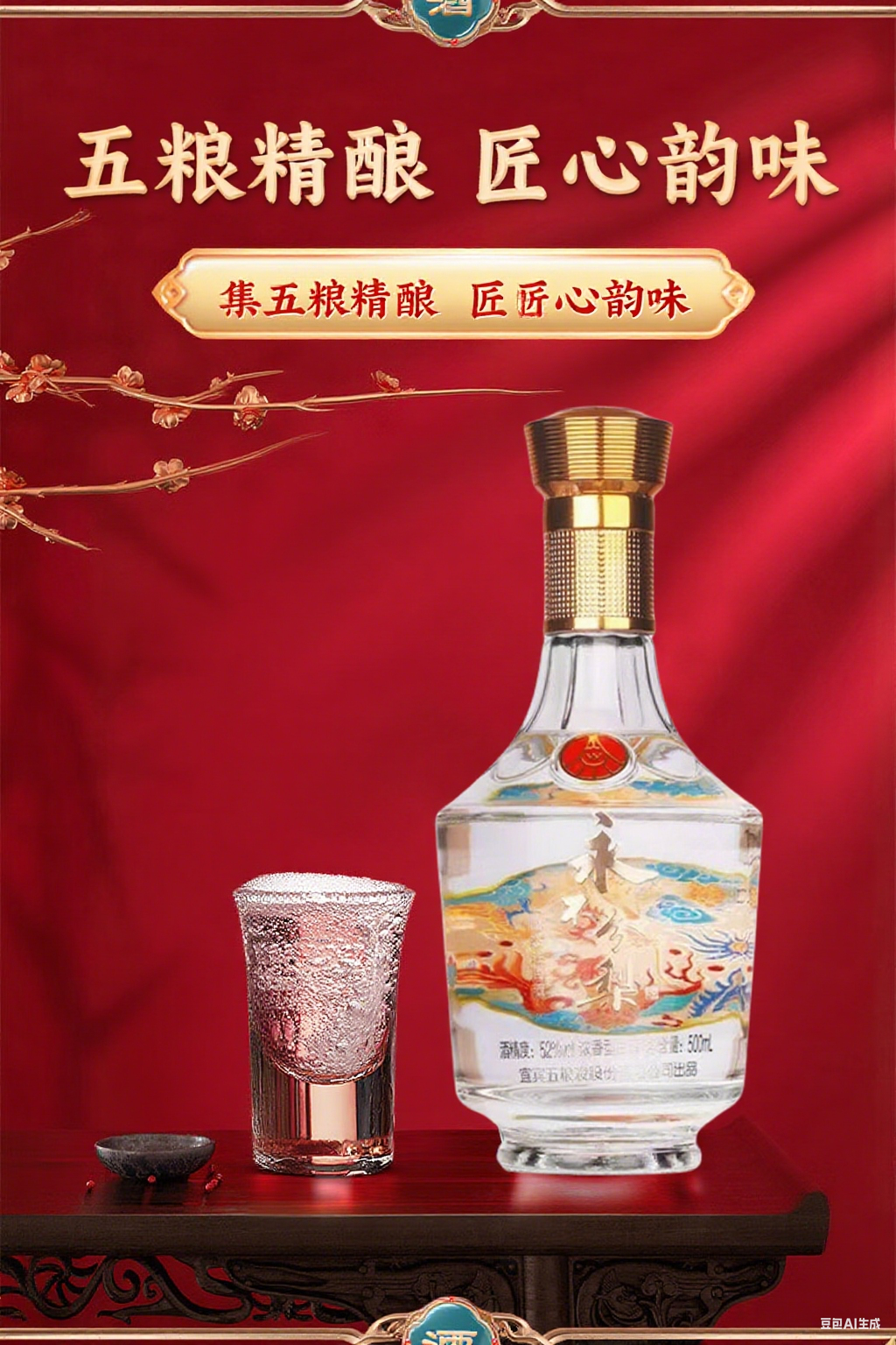 五粮液 永不分梨龙凤呈祥52度浓香型 500ml*6瓶 白酒整箱