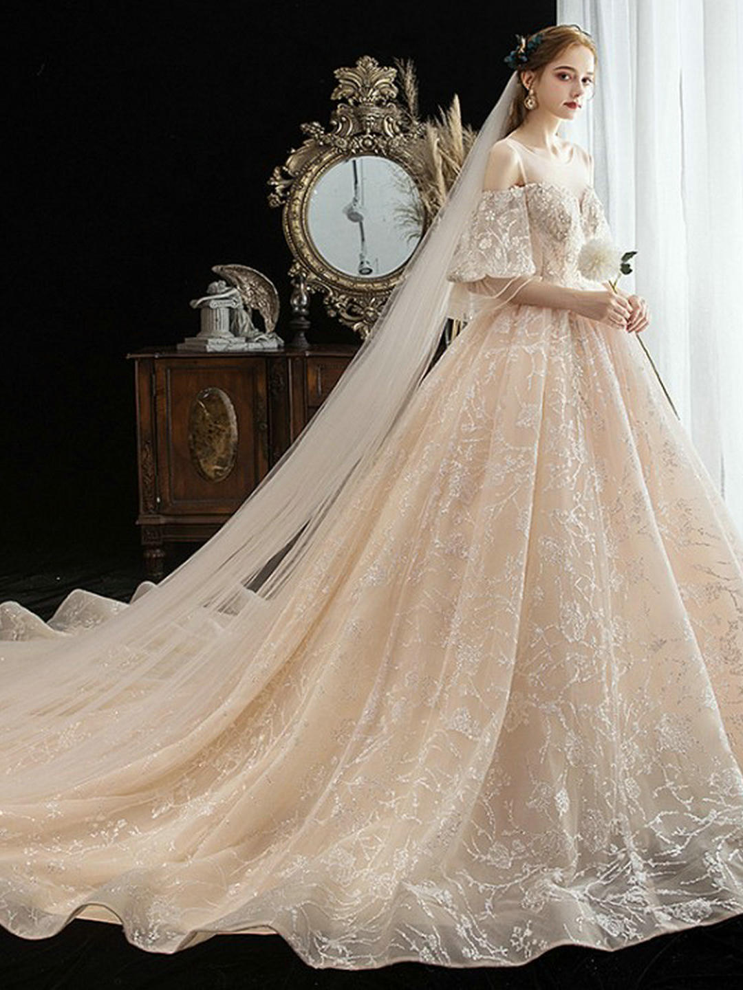 【大码婚纱】丰满胖MM孕妇可穿遮手显瘦婚纱可定做