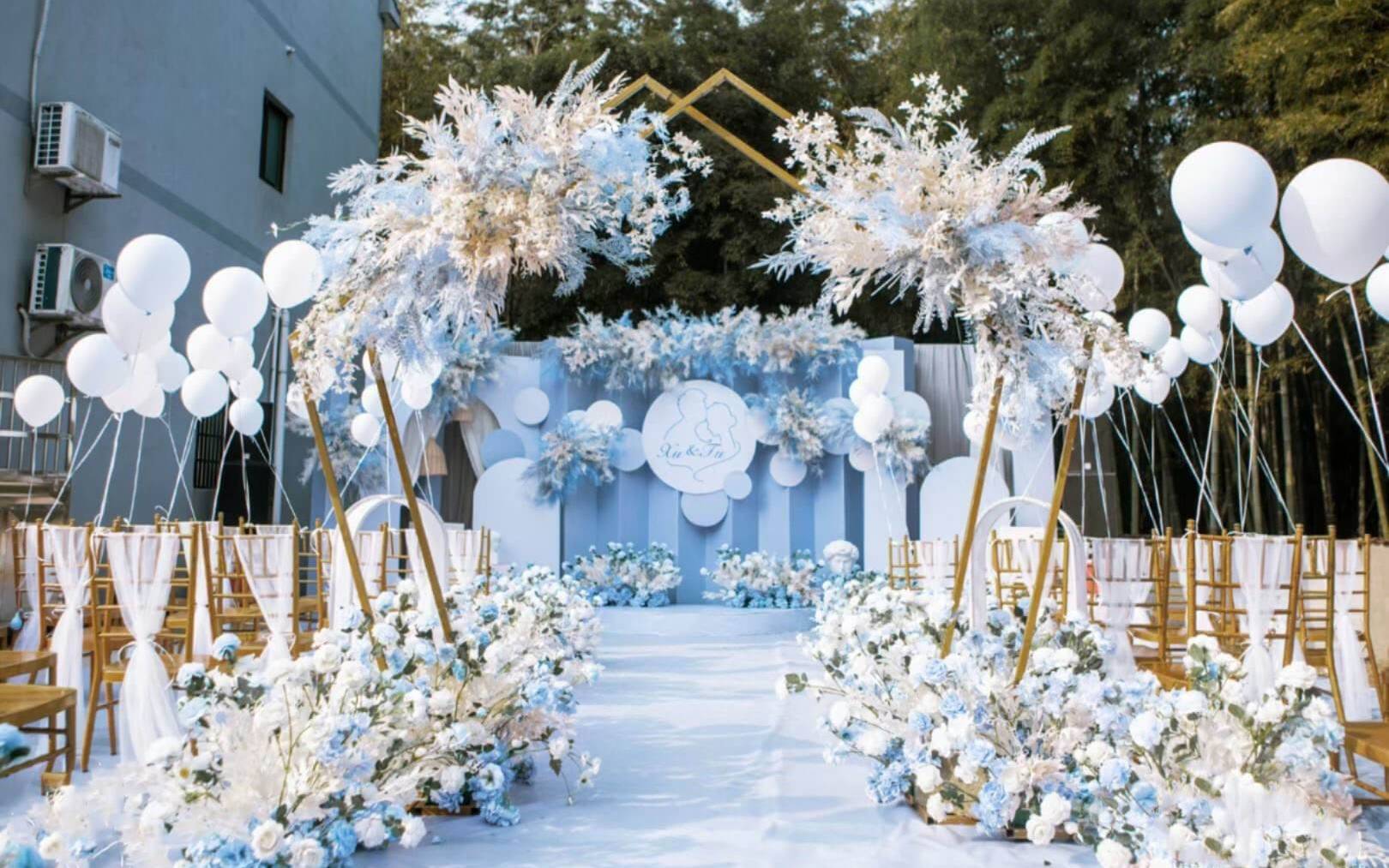 农村自家院坝蒂芙尼蓝婚礼