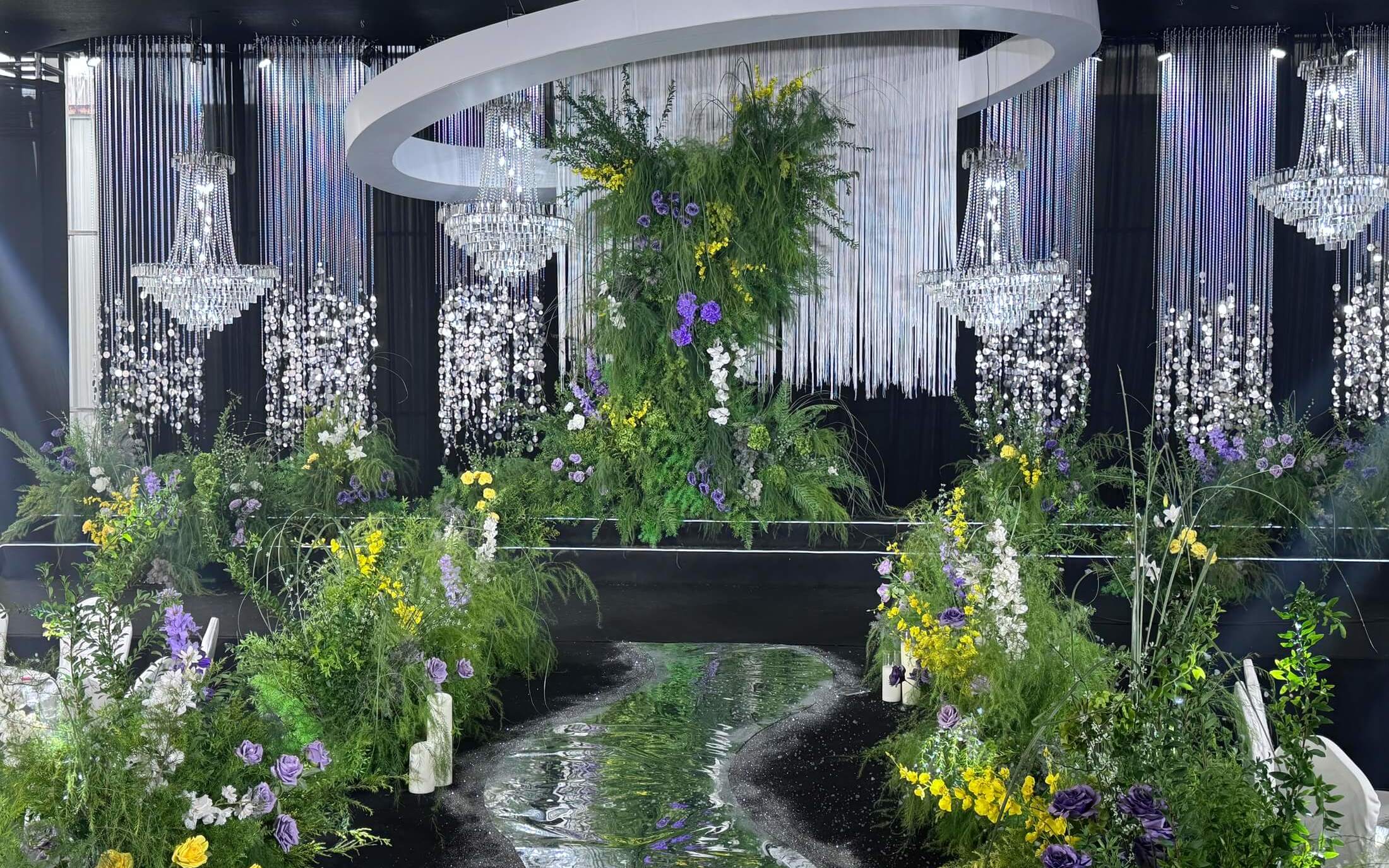 【夢(mèng)幻婚慶】白綠色韓式野生感線簾亮片婚禮