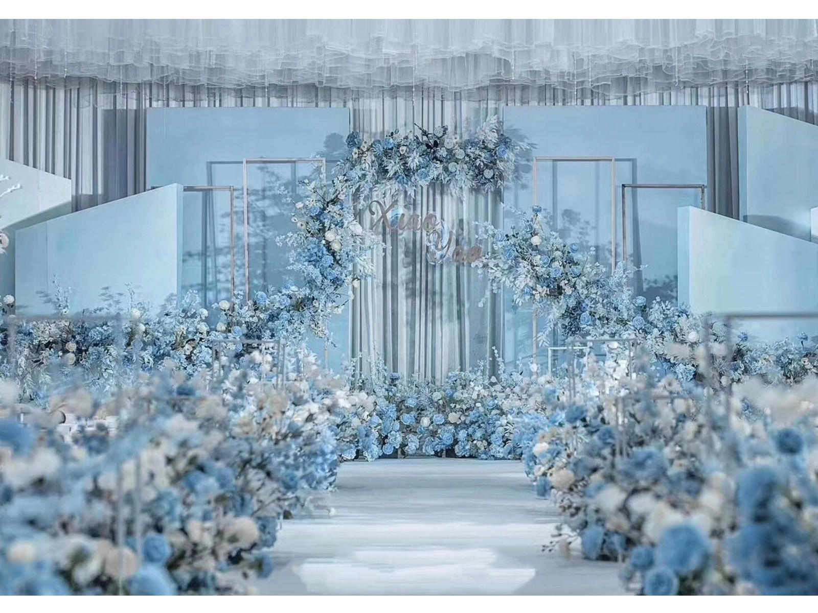 【和暄婚礼】雾霾蓝主题婚礼布置含四大金刚