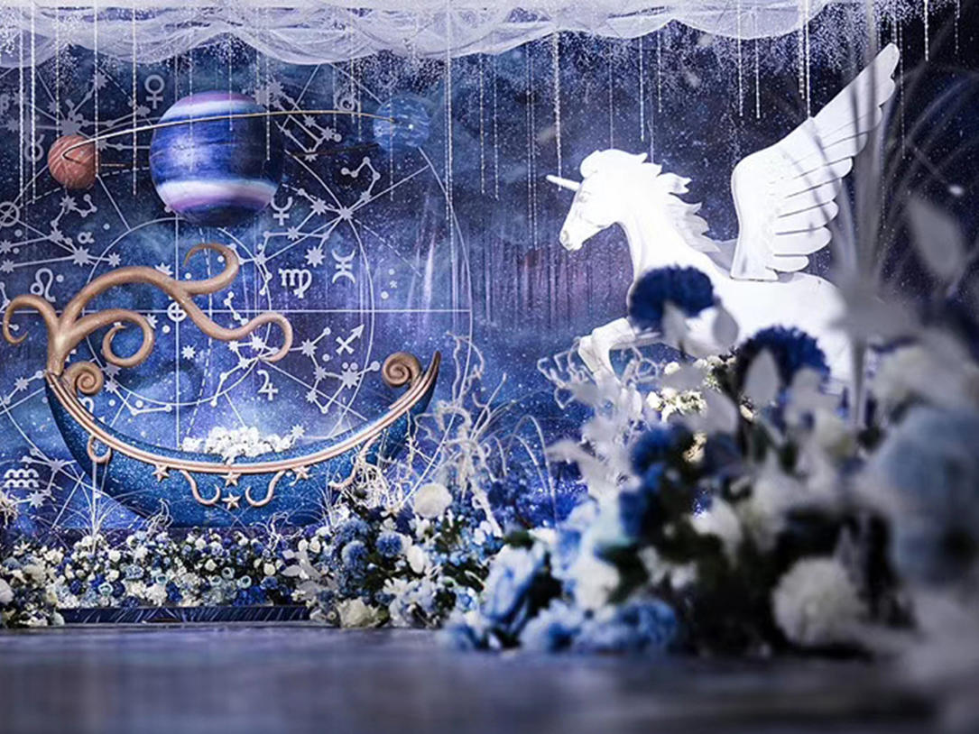 【大雅婚礼】 蓝白紫色星空飞马公主清新简约城堡