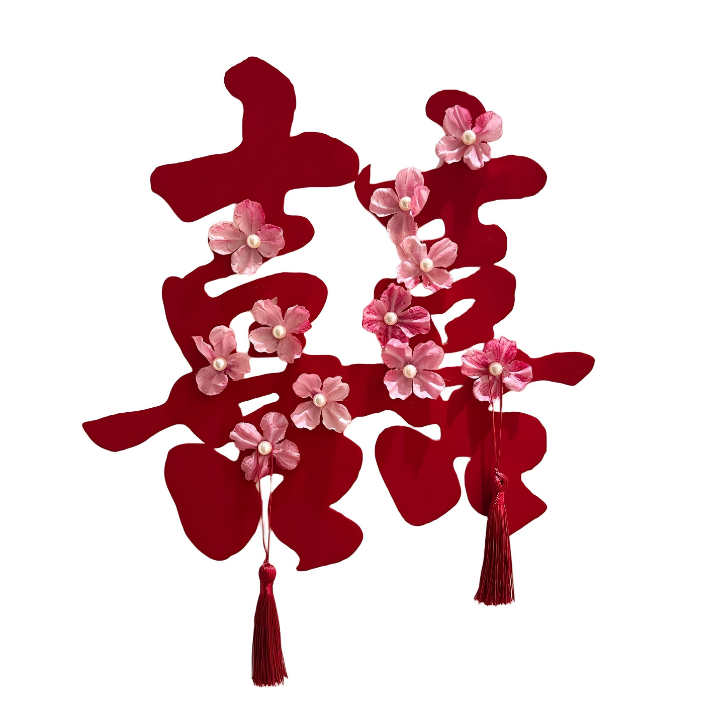 高档酒红喜字门贴