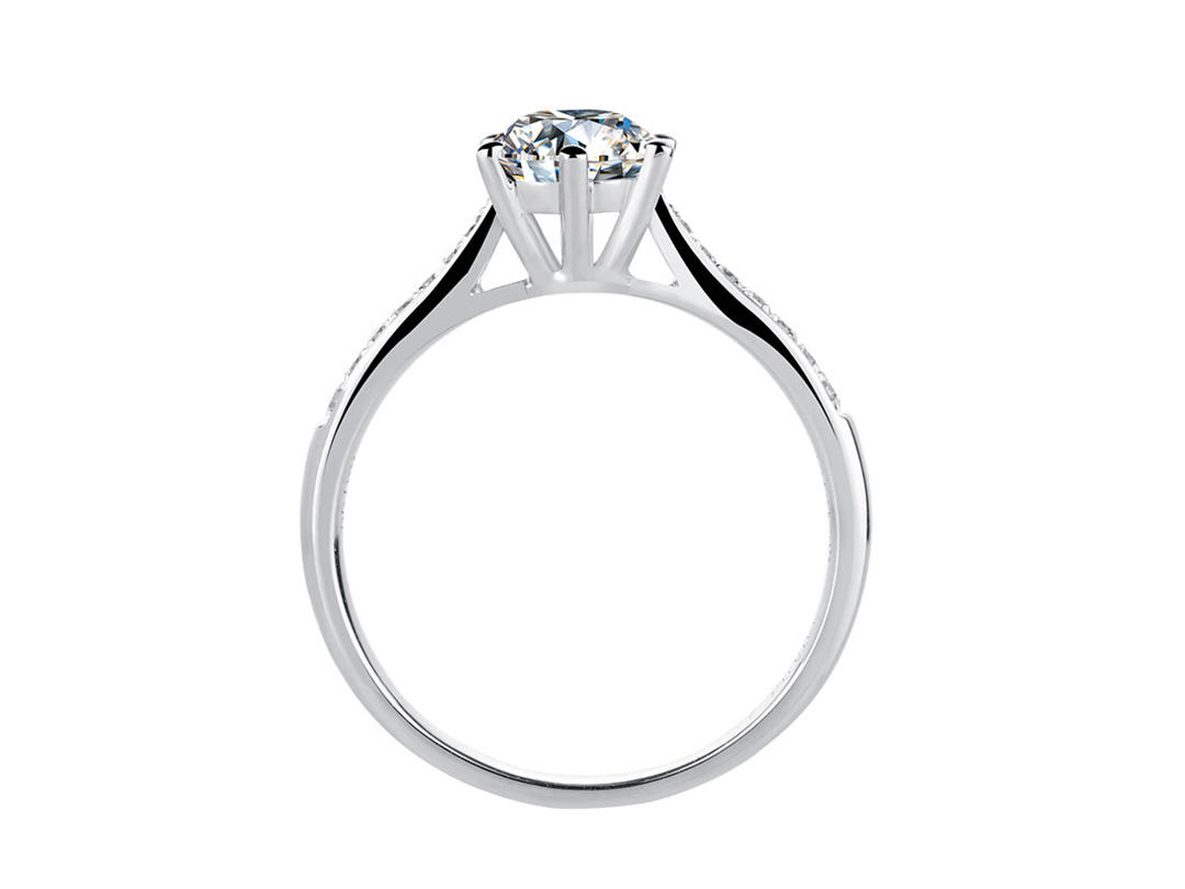 戒托-18K金群镶直臂经典六爪空托定制