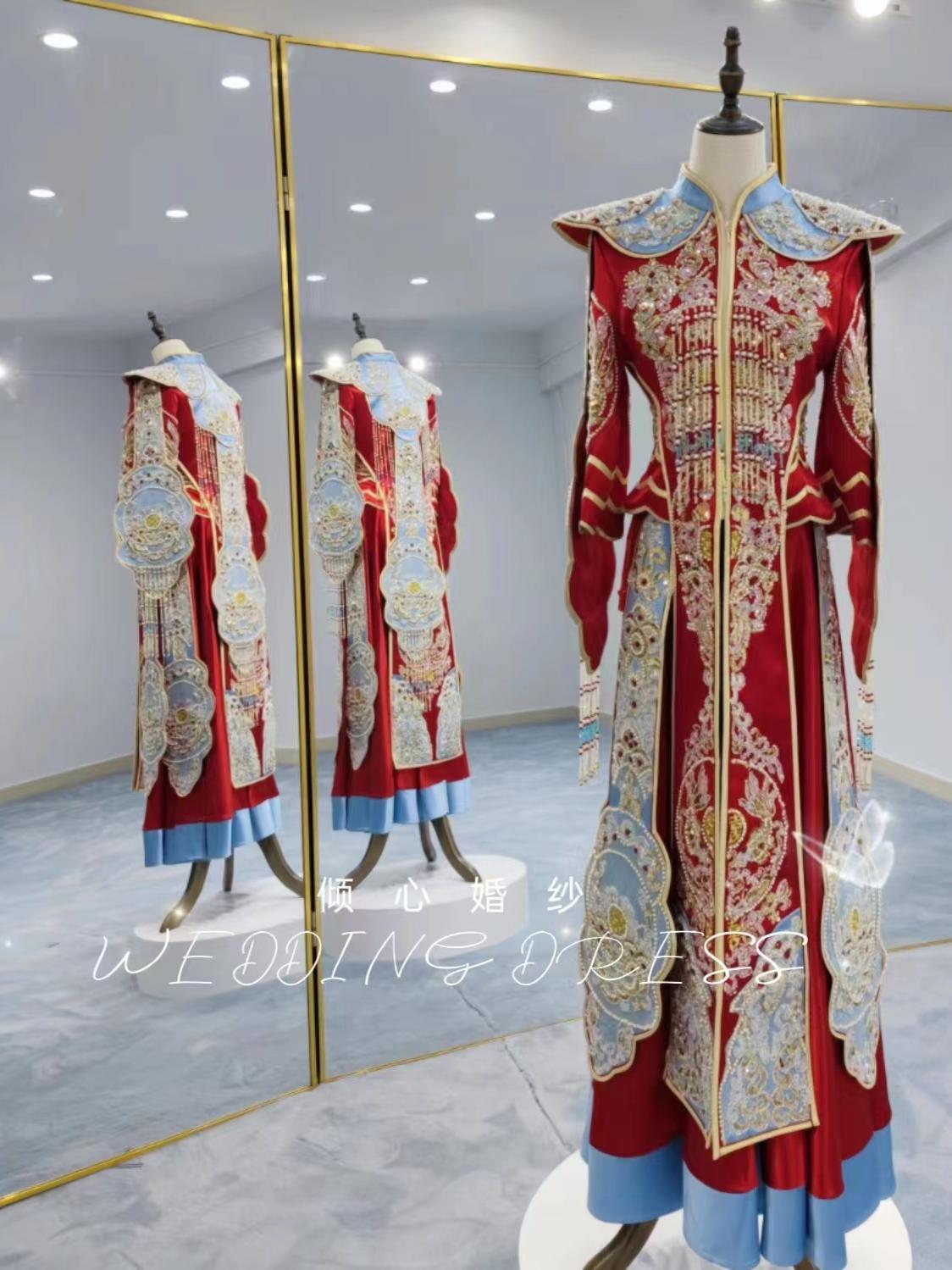 倾心|红蓝汉服高级女王凤冠霞帔