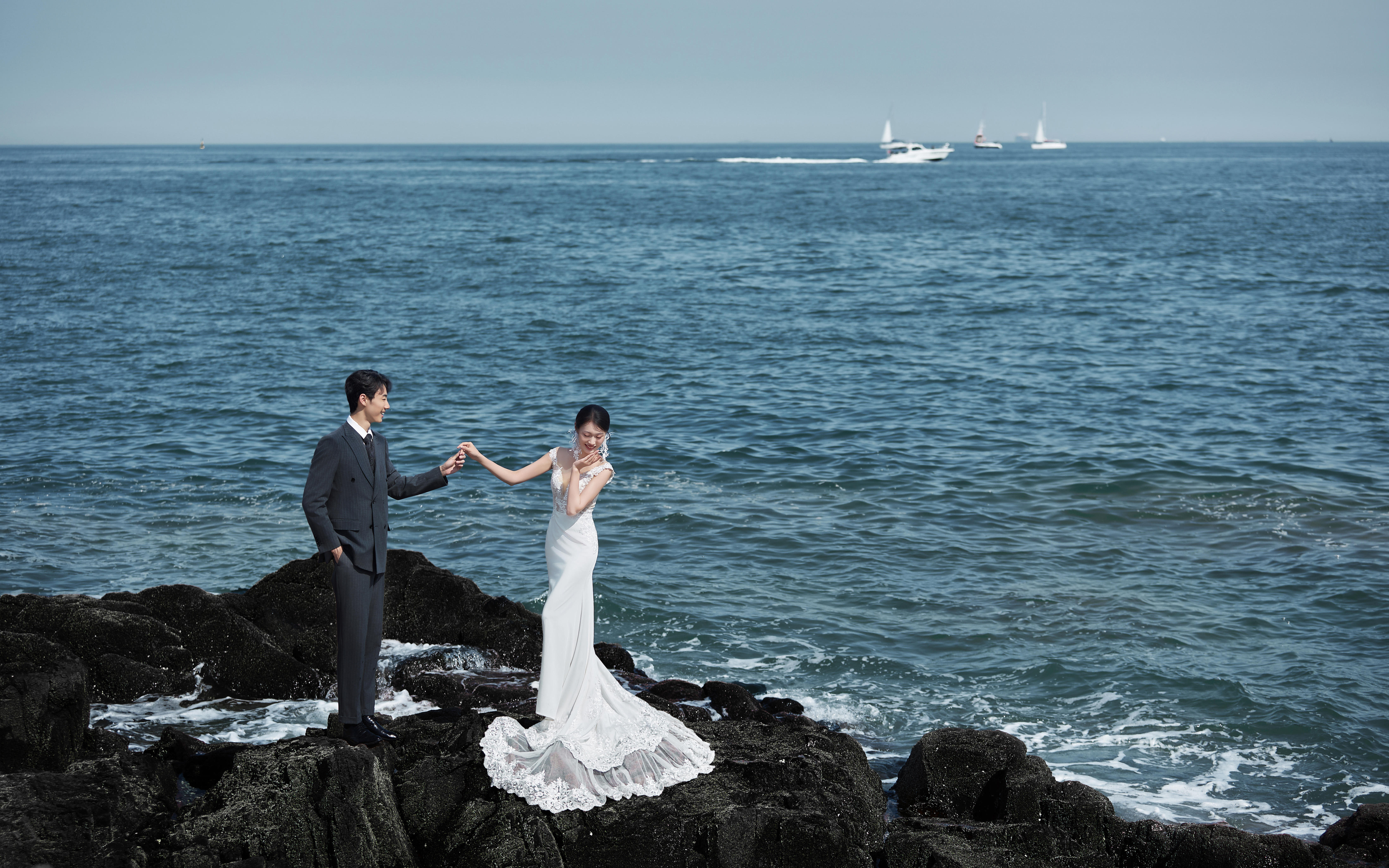 青島海景礁石婚紗照