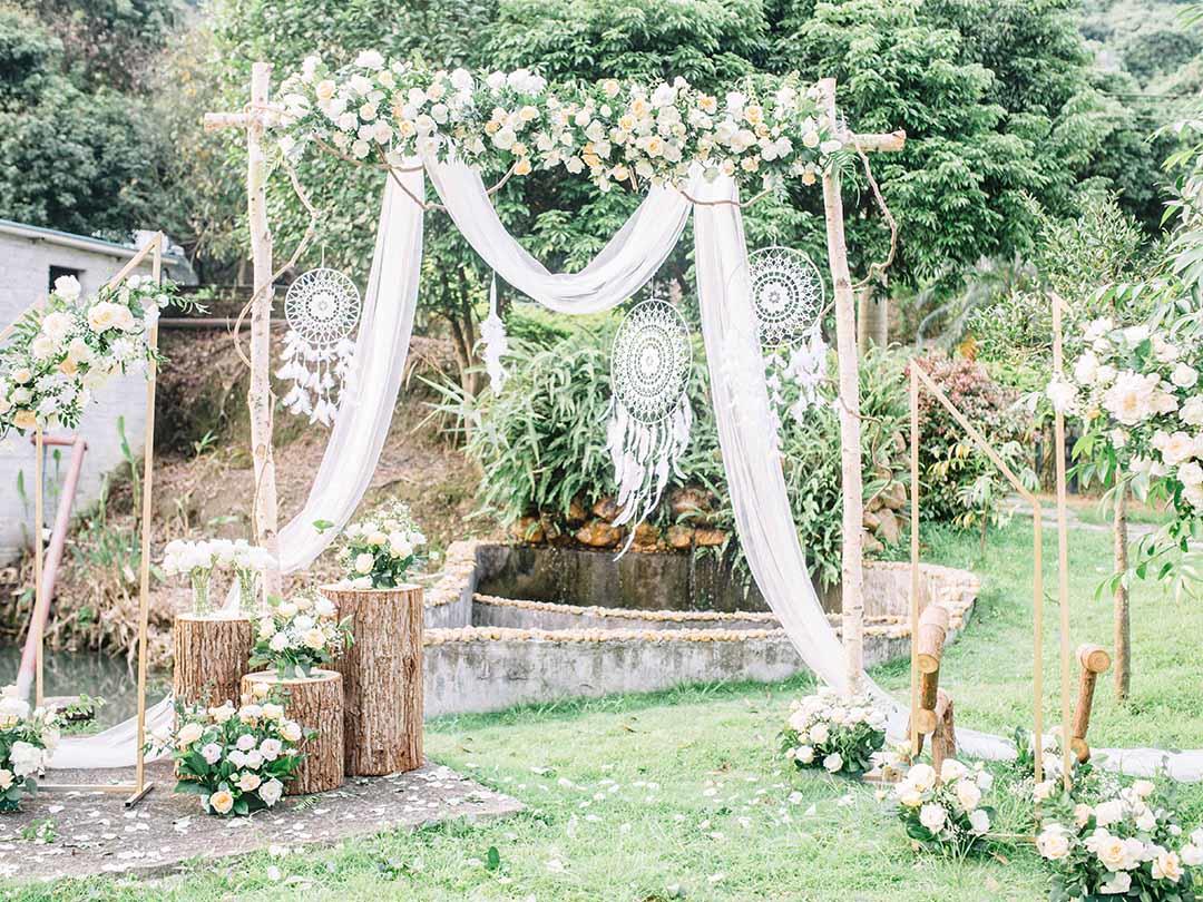 小资婚礼场地布置+四大金刚+T台+即影即有