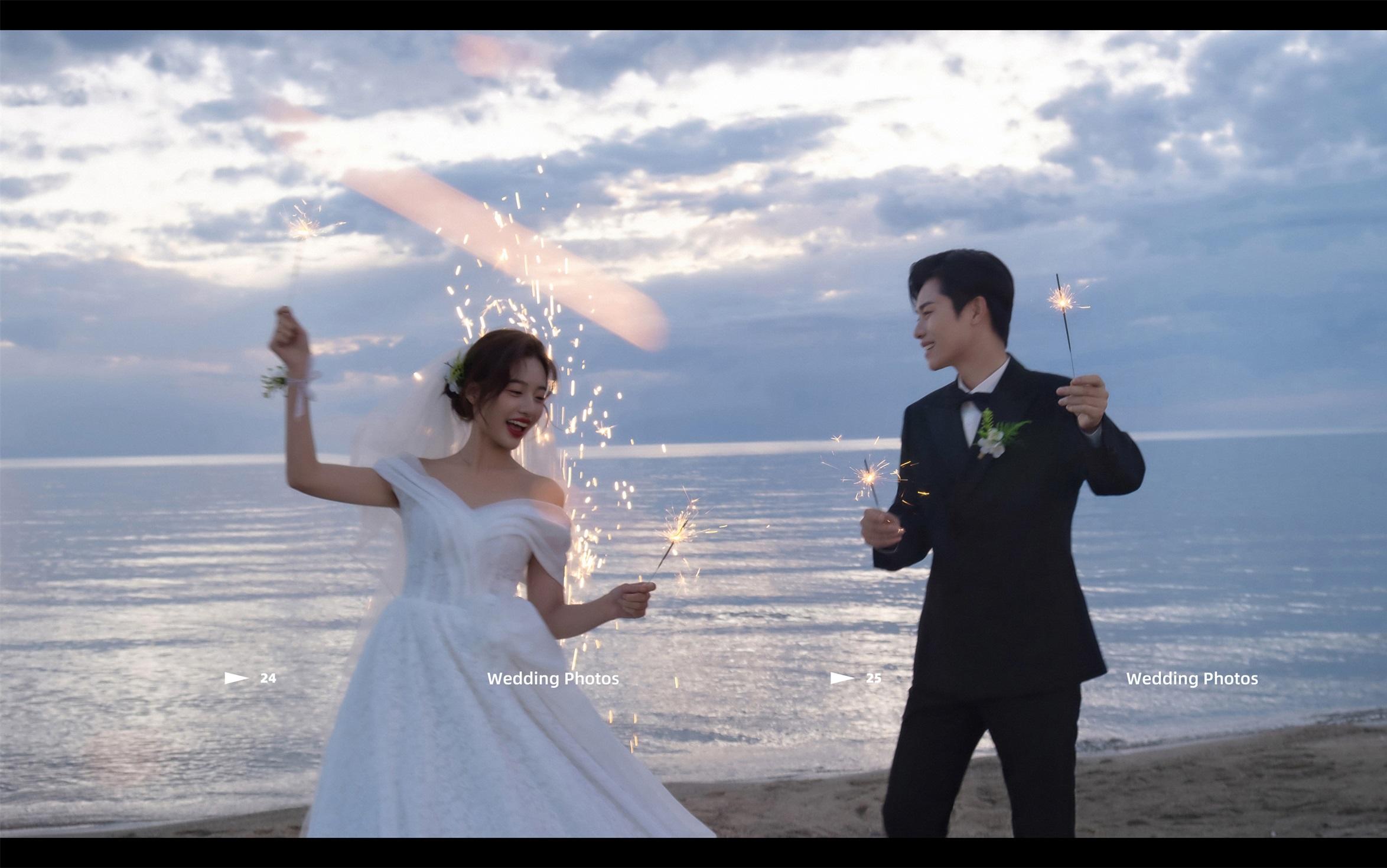 青海湖夕阳婚纱照