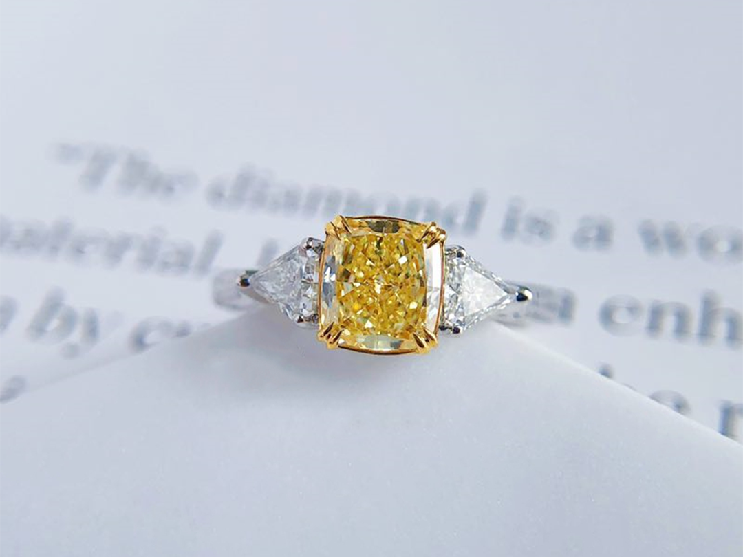 戴慕实体店 三克拉黄钻求婚钻戒 适宜收藏 可传承