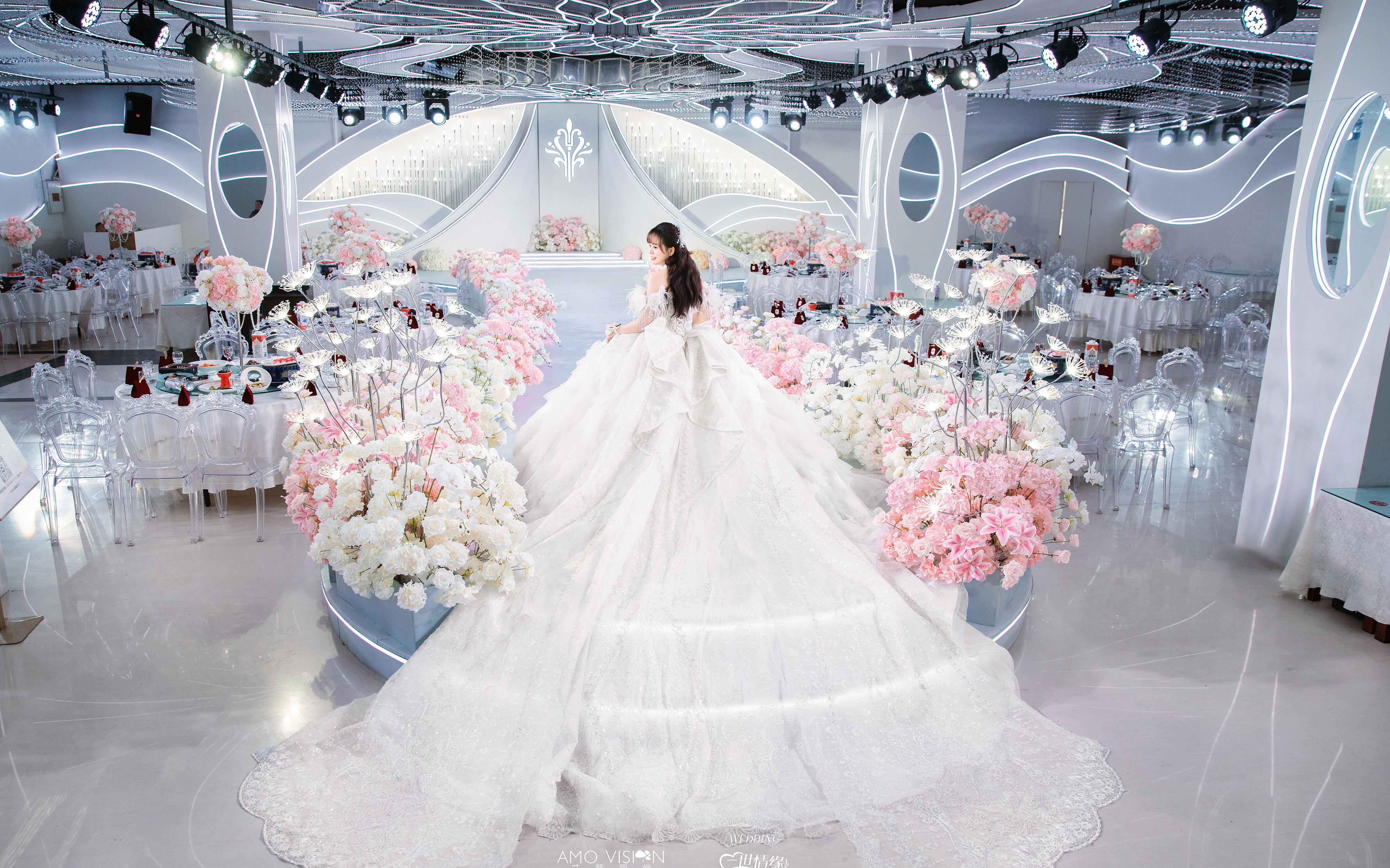 韩式水晶主题婚礼堂--粉白色系