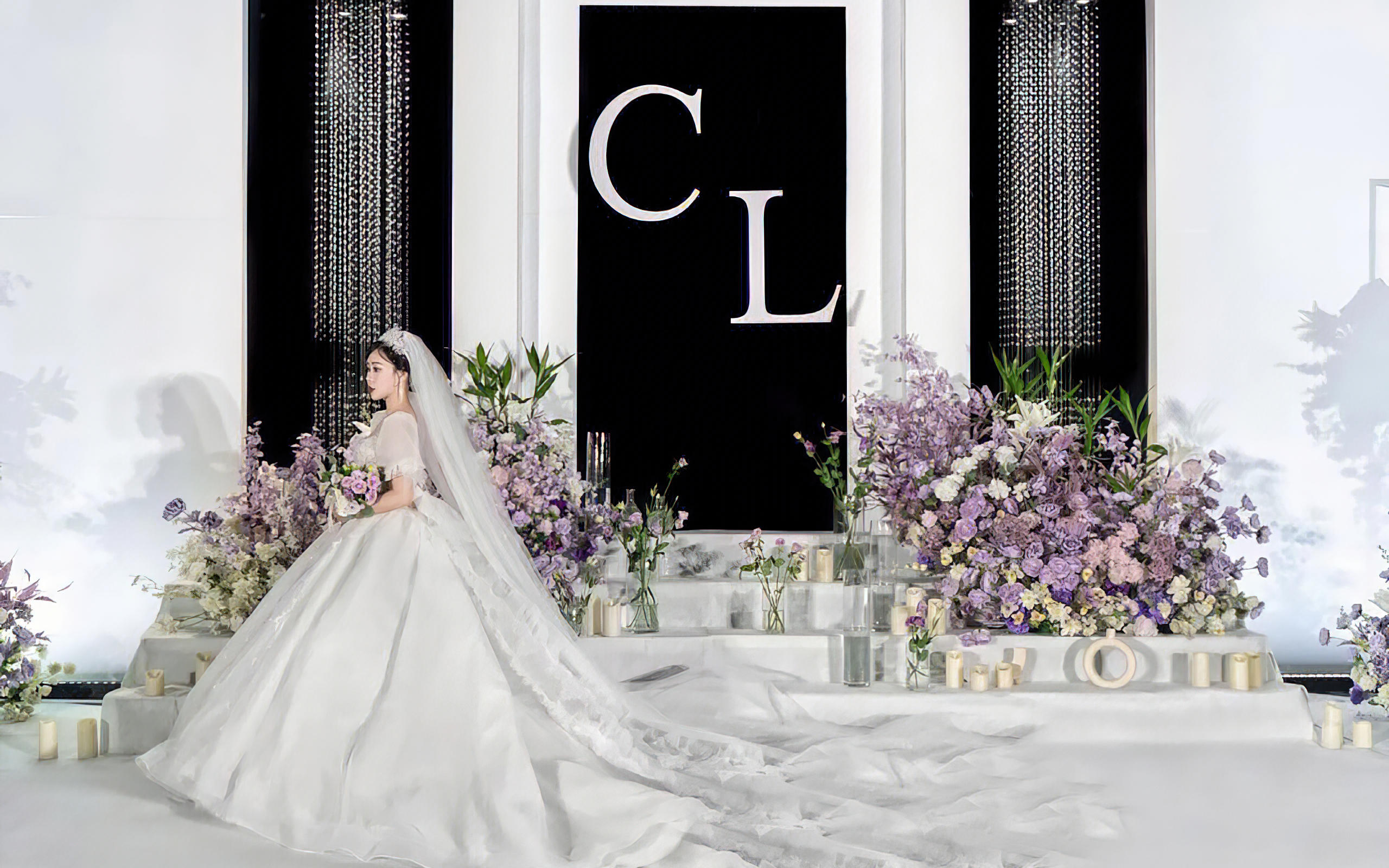 水晶吊墜韓式婚禮布置效果