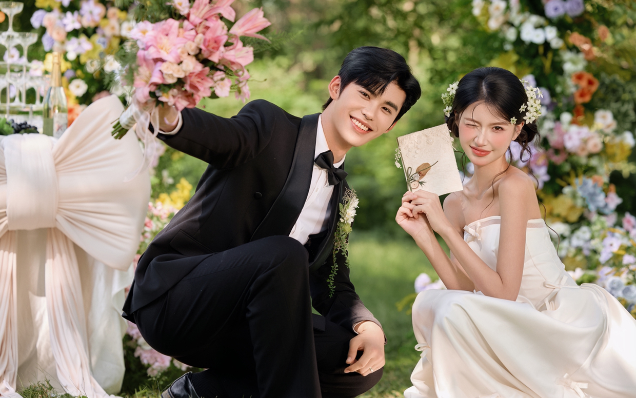 蝴蝶結(jié)花境浪漫婚紗照