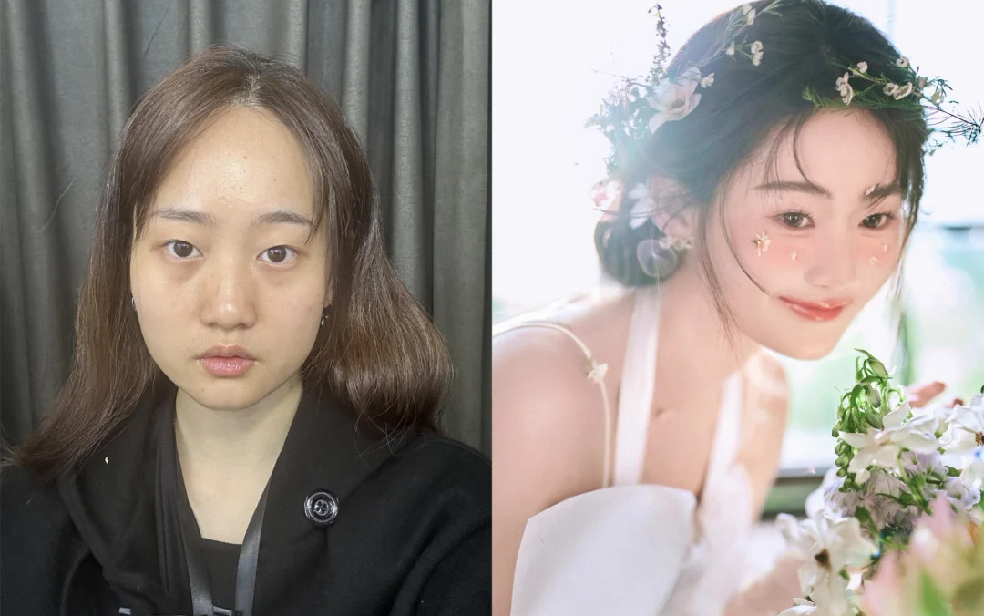 客人化妆前后对比图