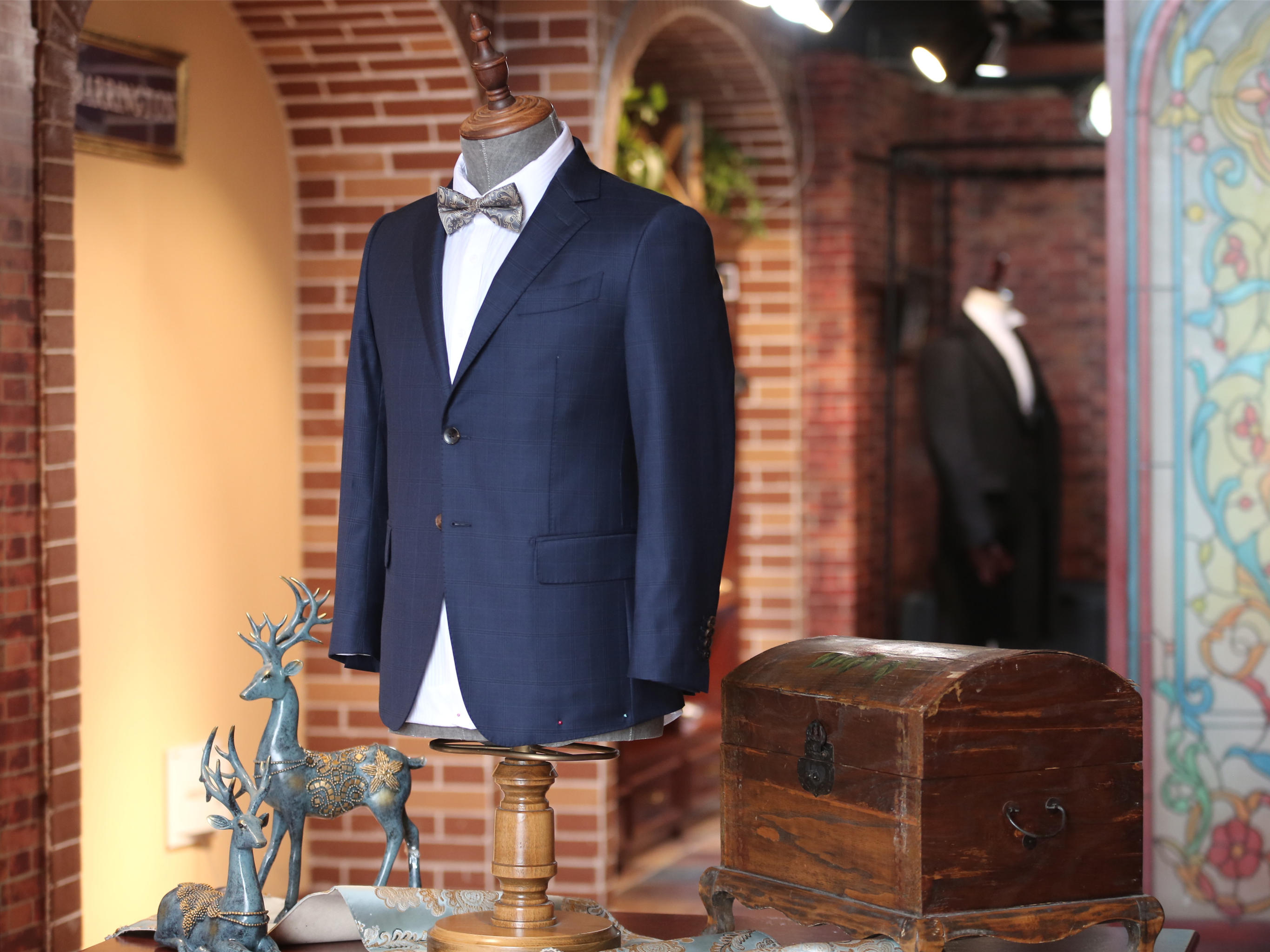 【职场精英10件套】深藏蓝色暗格纹商务套系