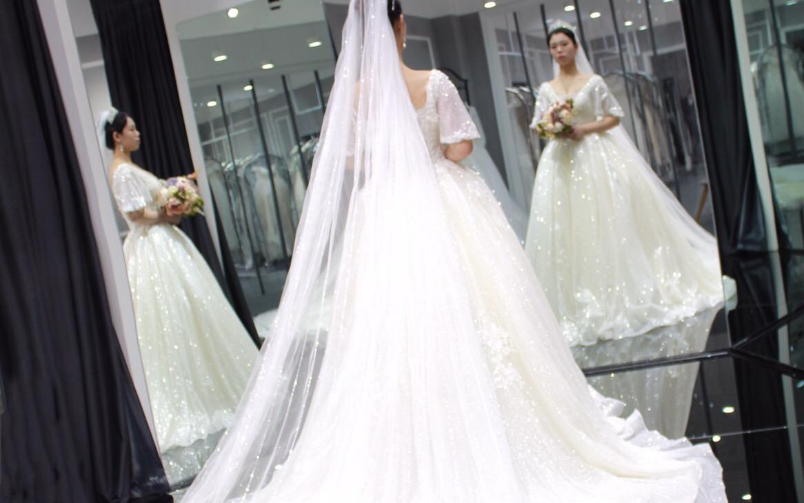 【VERNA大码婚纱】胖新娘首选款大拖尾纱