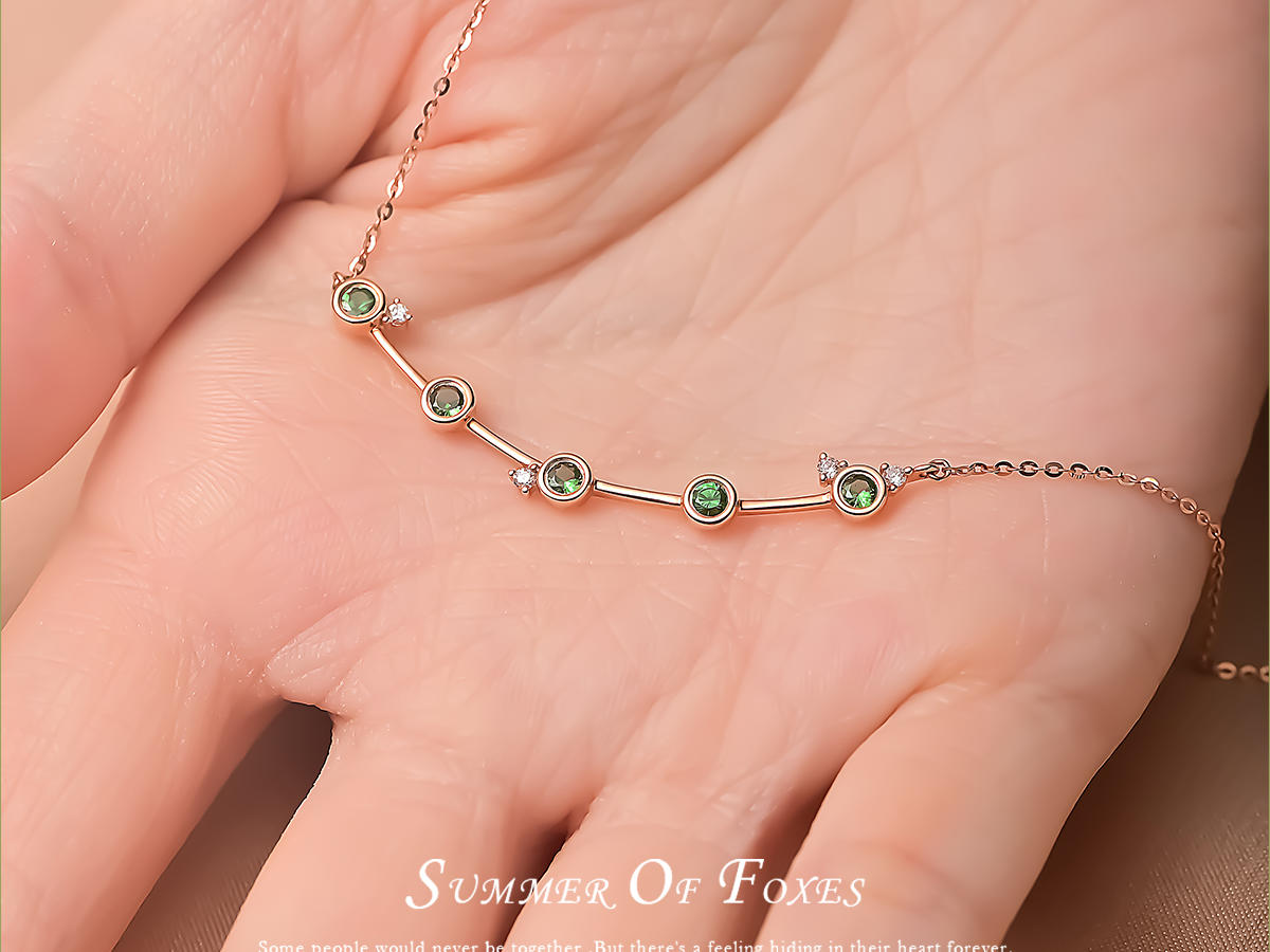 狐狸的夏天「绿缘」18K石榴石金锁骨链|生日礼物