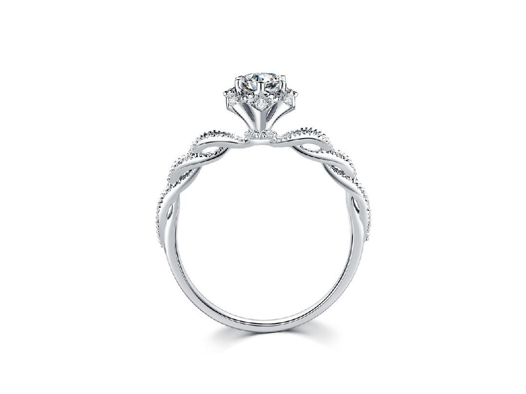 网红爆款 原创层叠戒臂设计镂空工艺 钻戒定制