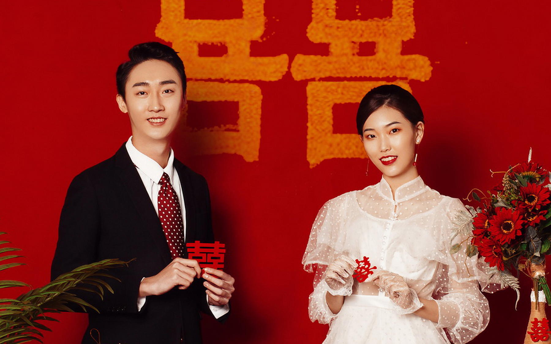 『真实客照』结婚登记照 精致妆面 服装造型