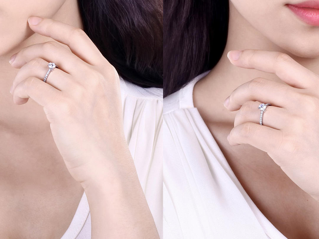 【人气挚选】正品白金/六爪群镶/天然钻石戒指