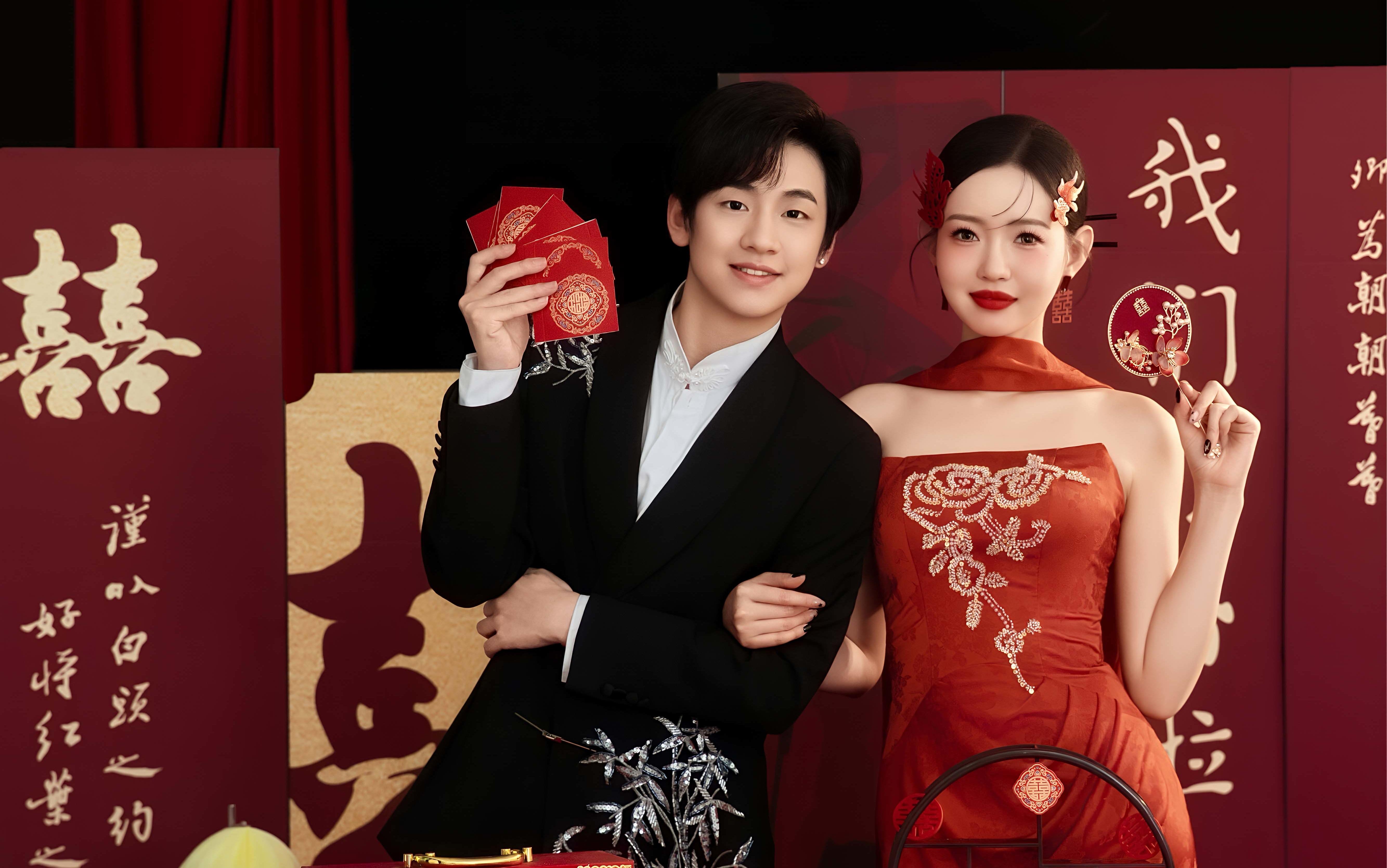 中式订婚仪式感拉满！红色旗袍太出片啦～