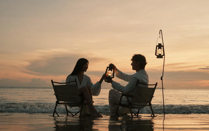 每一张都适合做手机壁纸丨海景夕阳婚照
