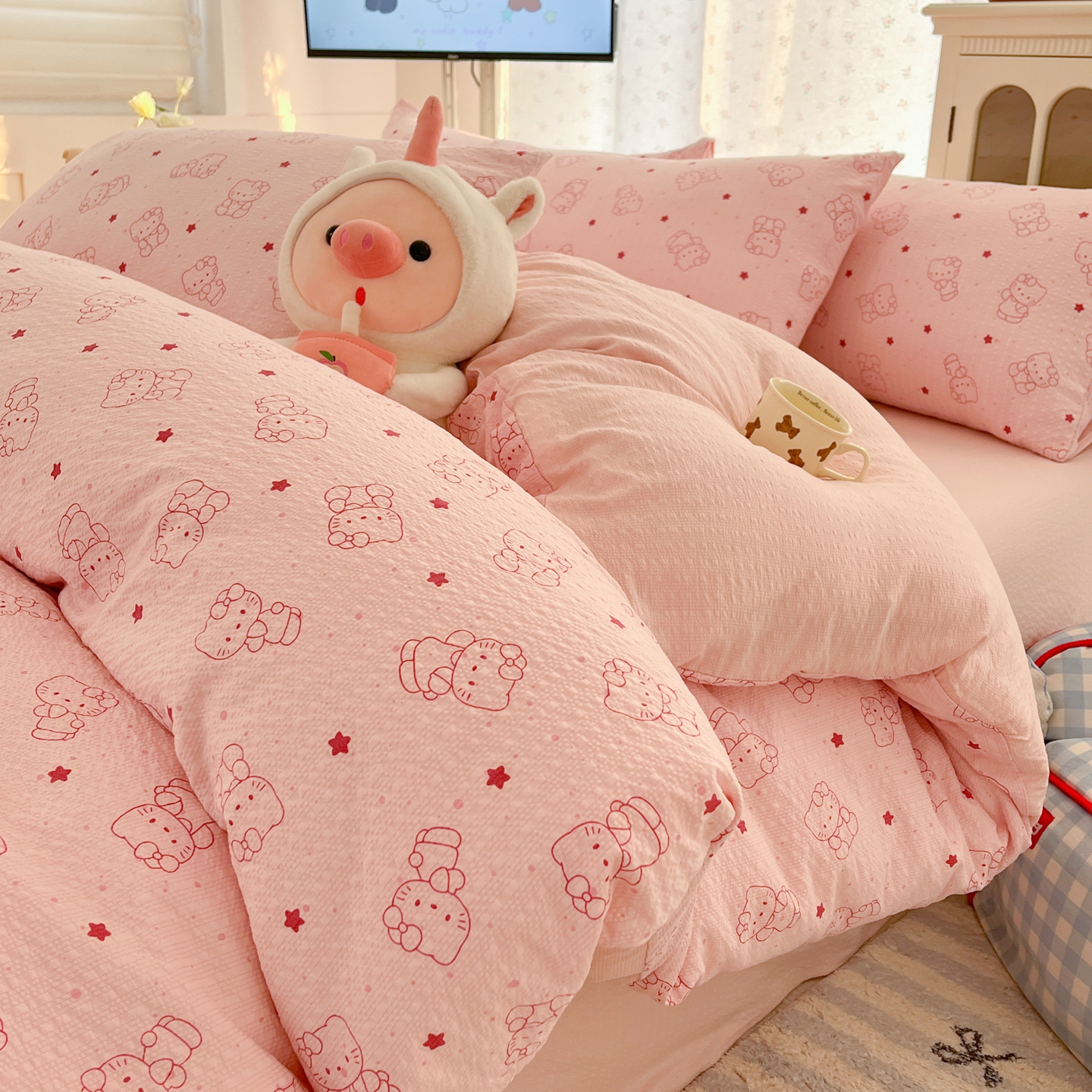 高克重泡泡紗四件套泡芙紗