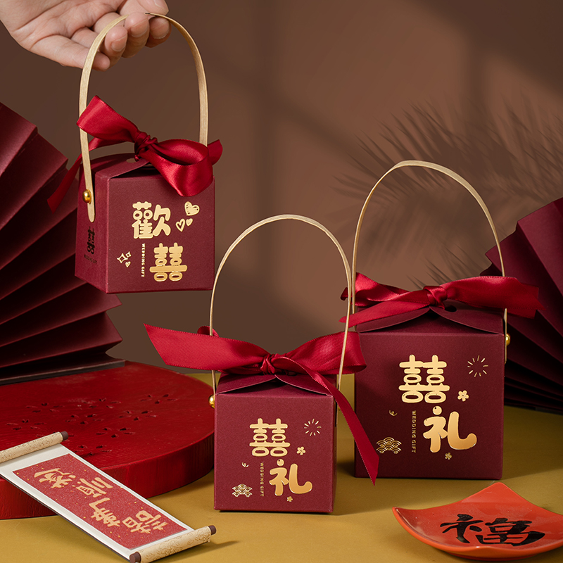 50个新中式手提喜糖方盒