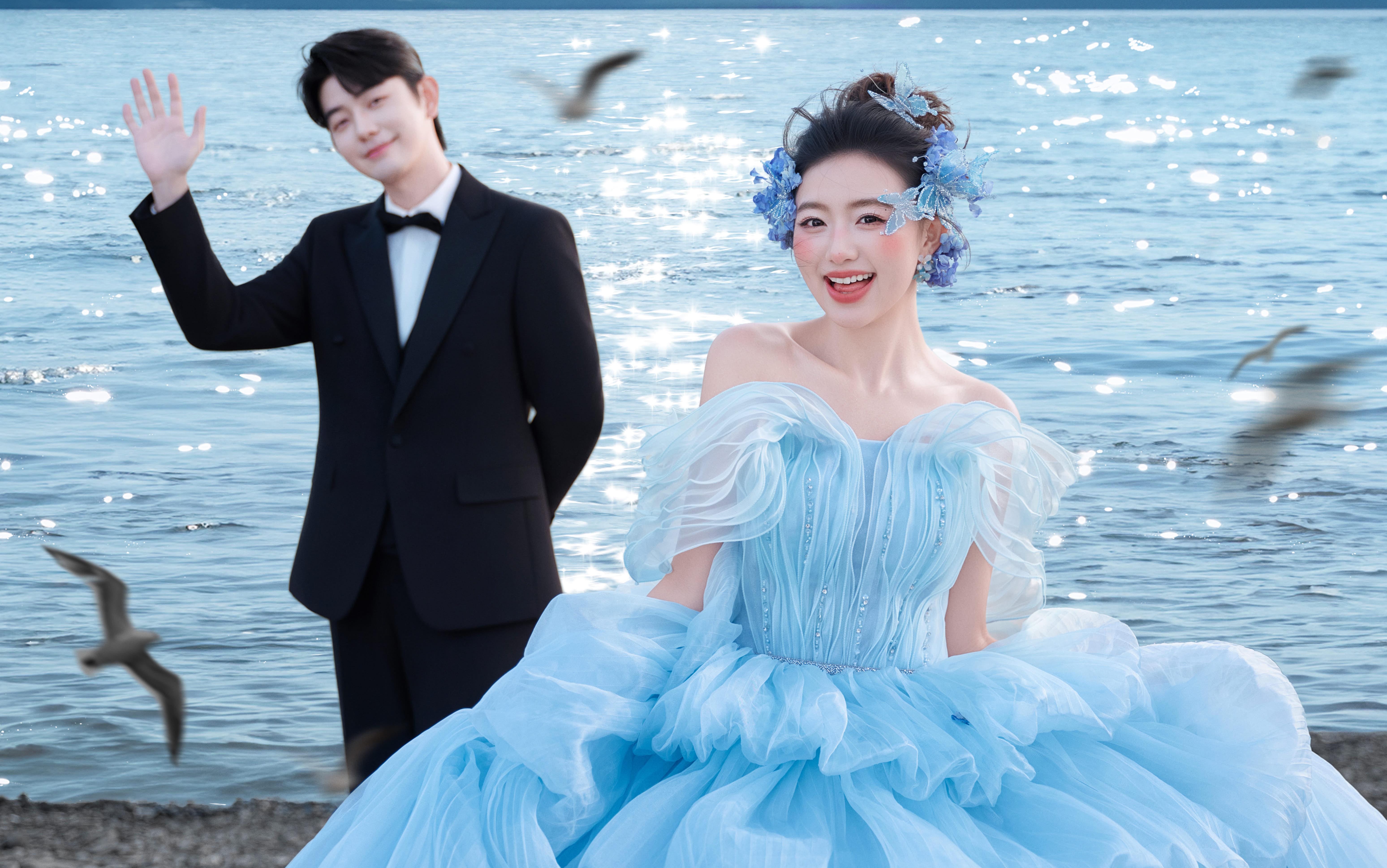 海水和蓝色婚纱绝 配！🌊