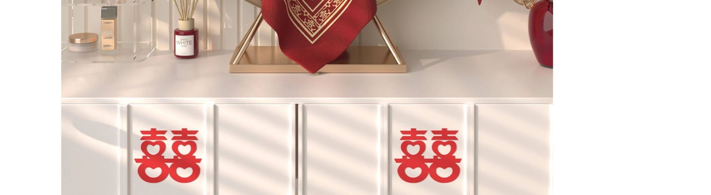 镜子盖布化妆镜防尘罩结婚红色喜庆盖巾梳妆台婚房布置