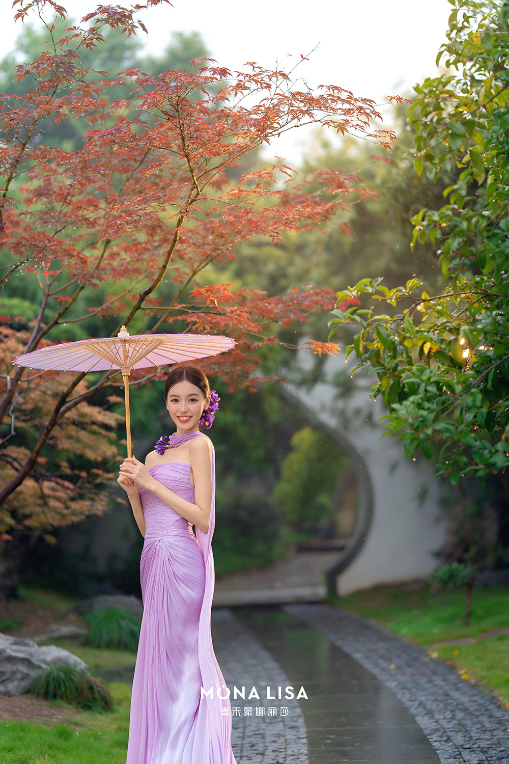 一见倾心的紫色新中式婚纱照才是我的心头好