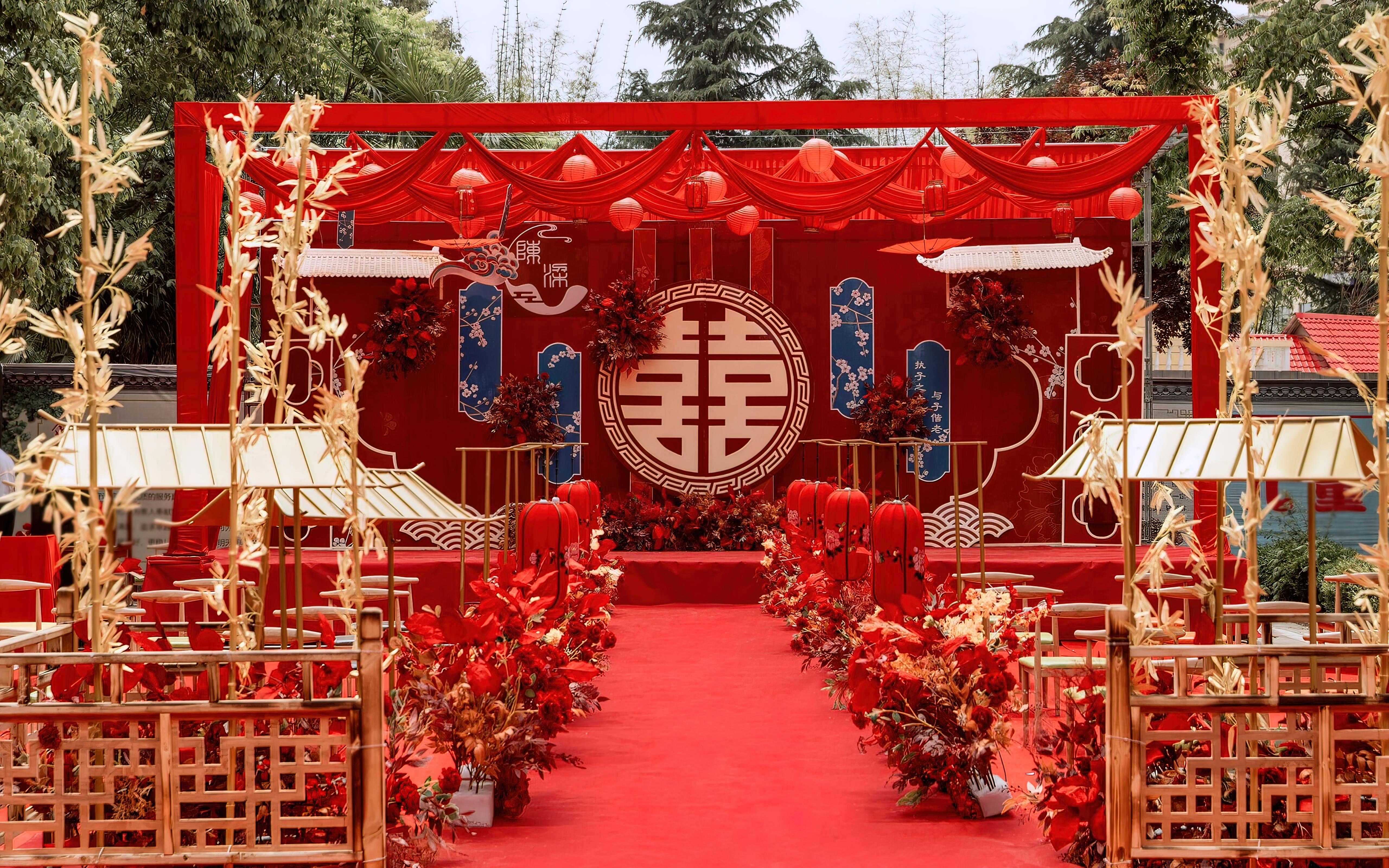 [景星门]红色中式户外吊顶婚礼