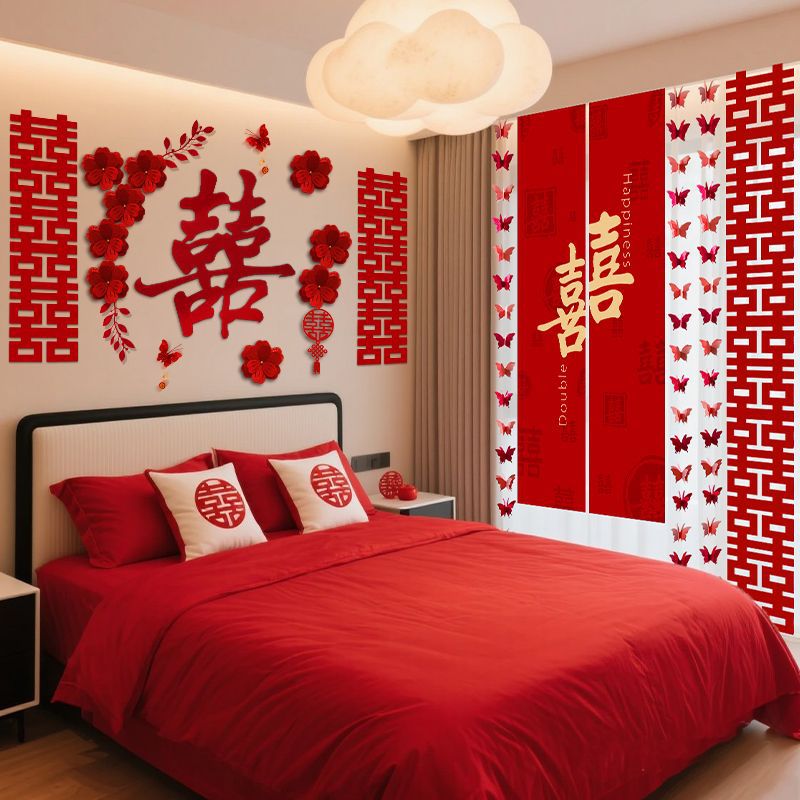 卧室床头背景墙装饰拉花