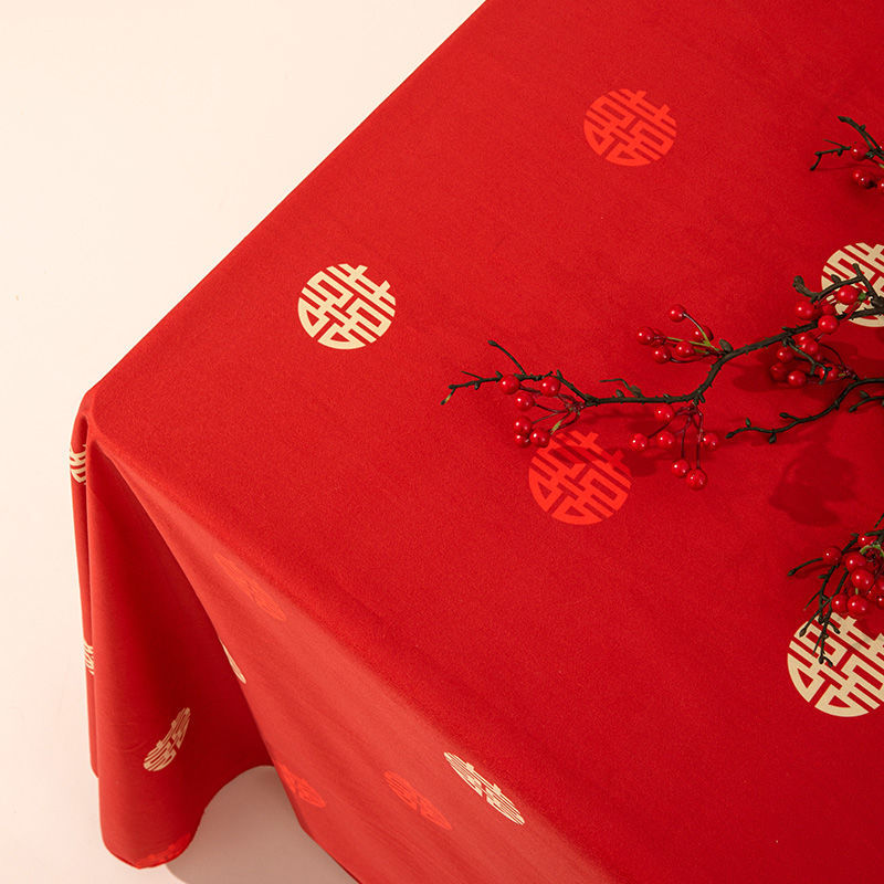 多尺寸 桌布结婚红布餐桌茶几长方形台布盖布婚庆