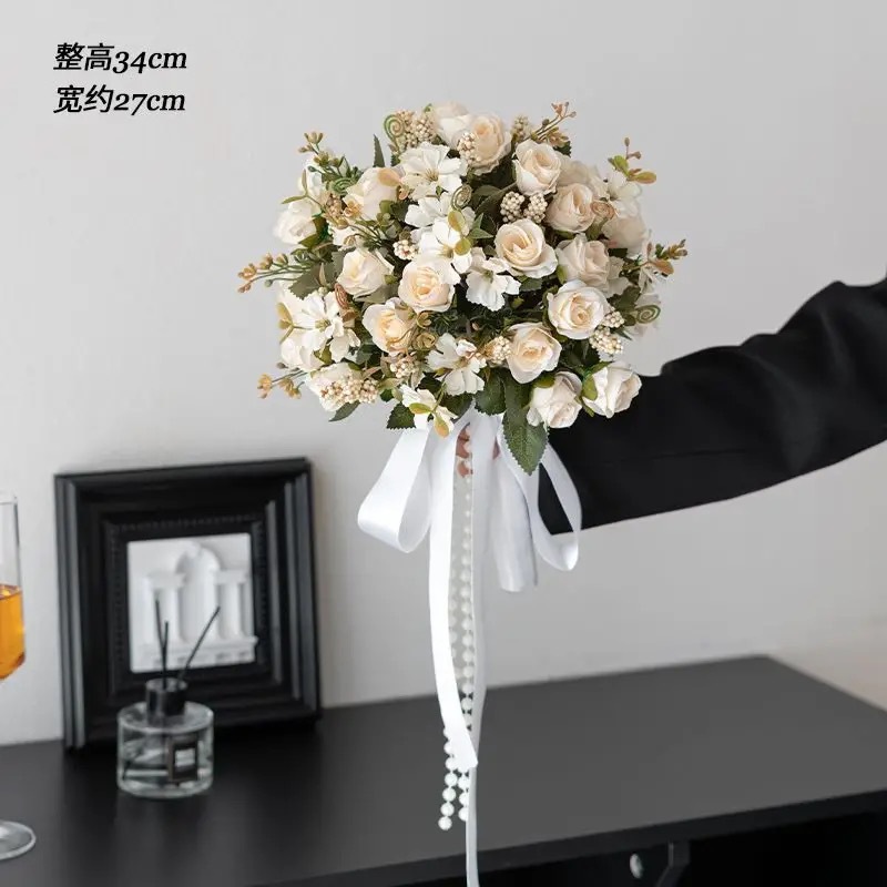 【仿真手捧花】欧式轻奢高级仿生花仿真手捧花